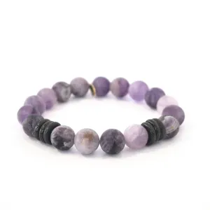 Amethyst Bead Bracelet | Matte Frost   Gunmetal Rings