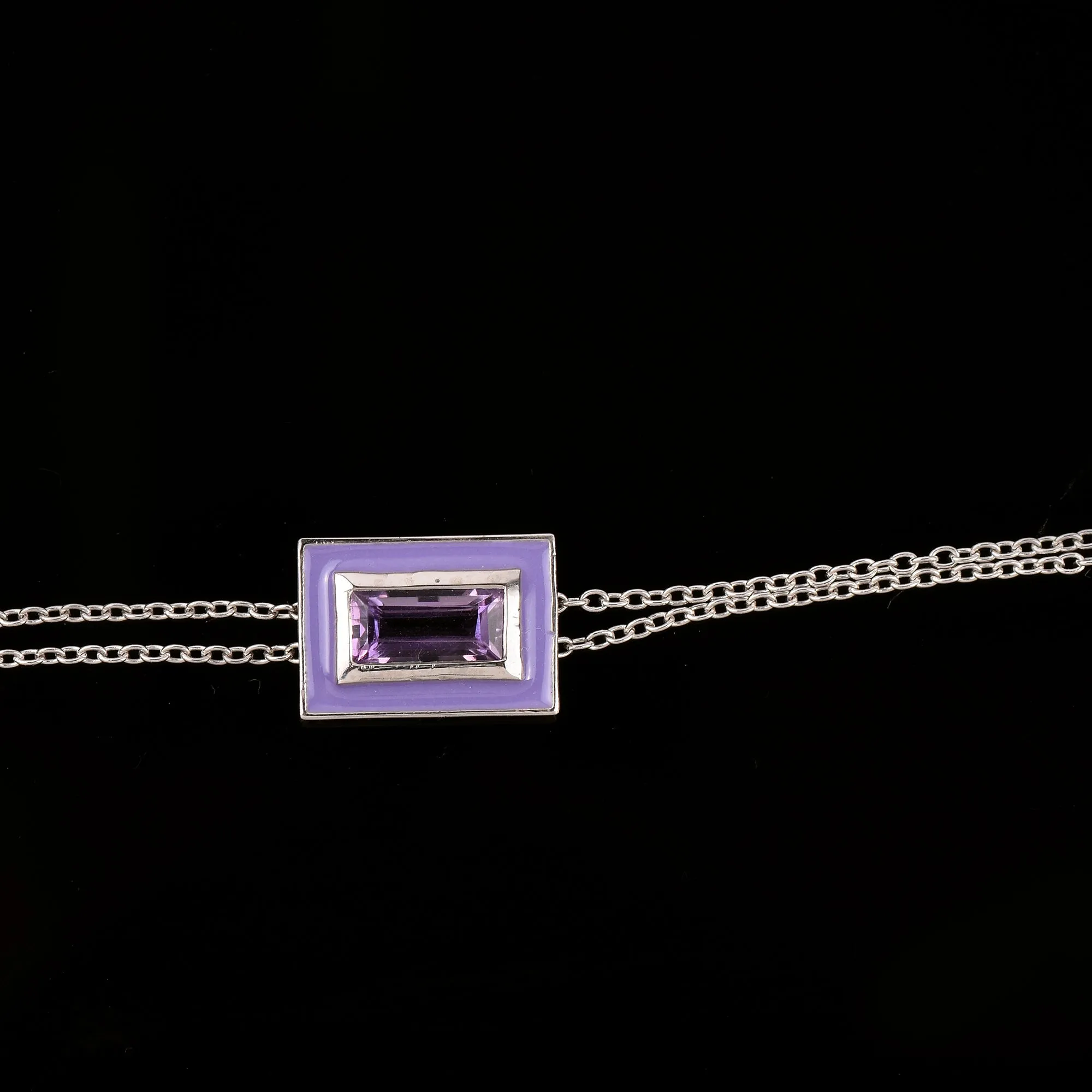 Amethyst Gems Enamel Chain Bracelet