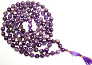 Amethyst high quality faceted beads mala for protection against psychic attacks and negative energy.