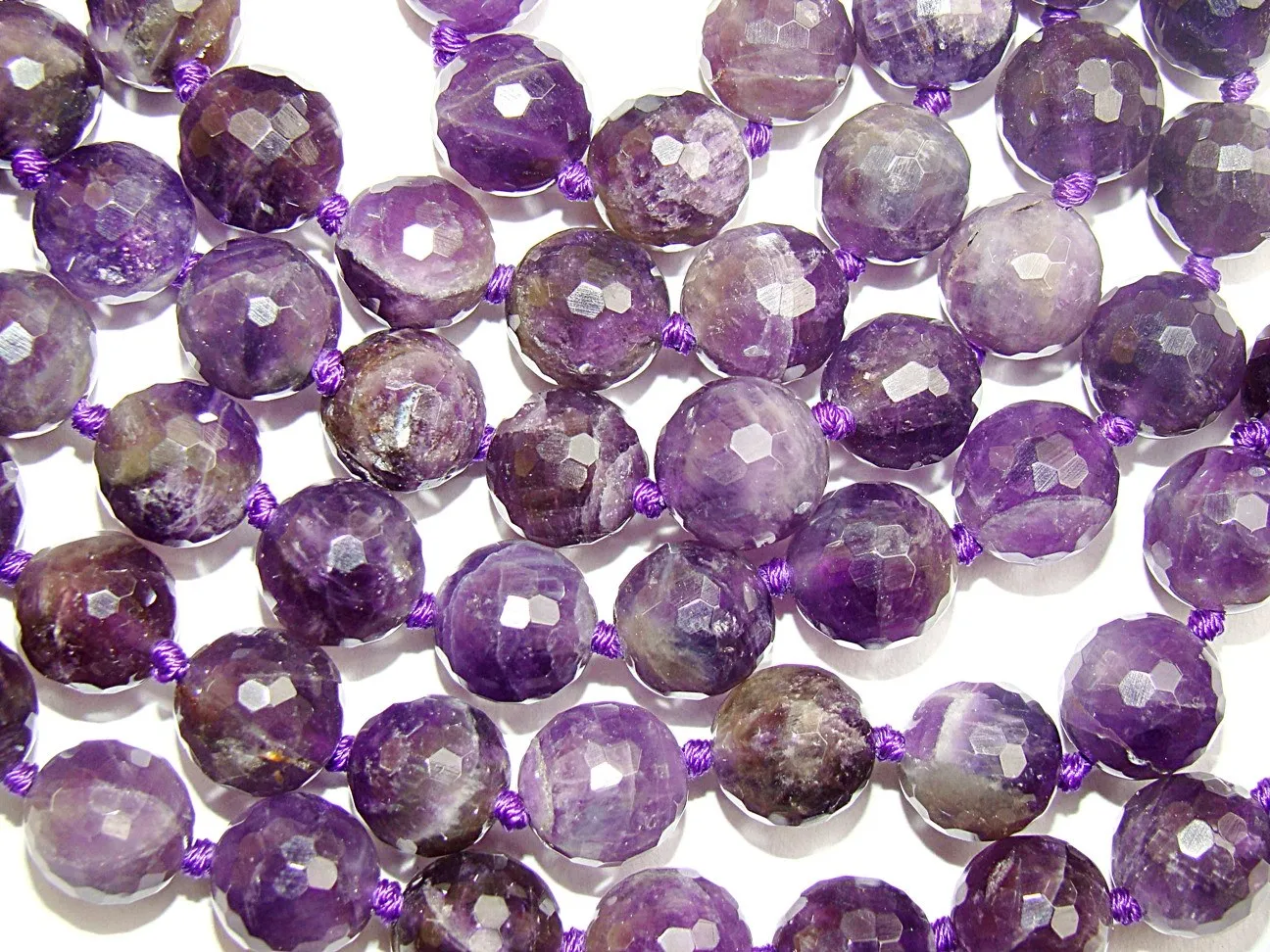 Amethyst high quality faceted beads mala for protection against psychic attacks and negative energy.