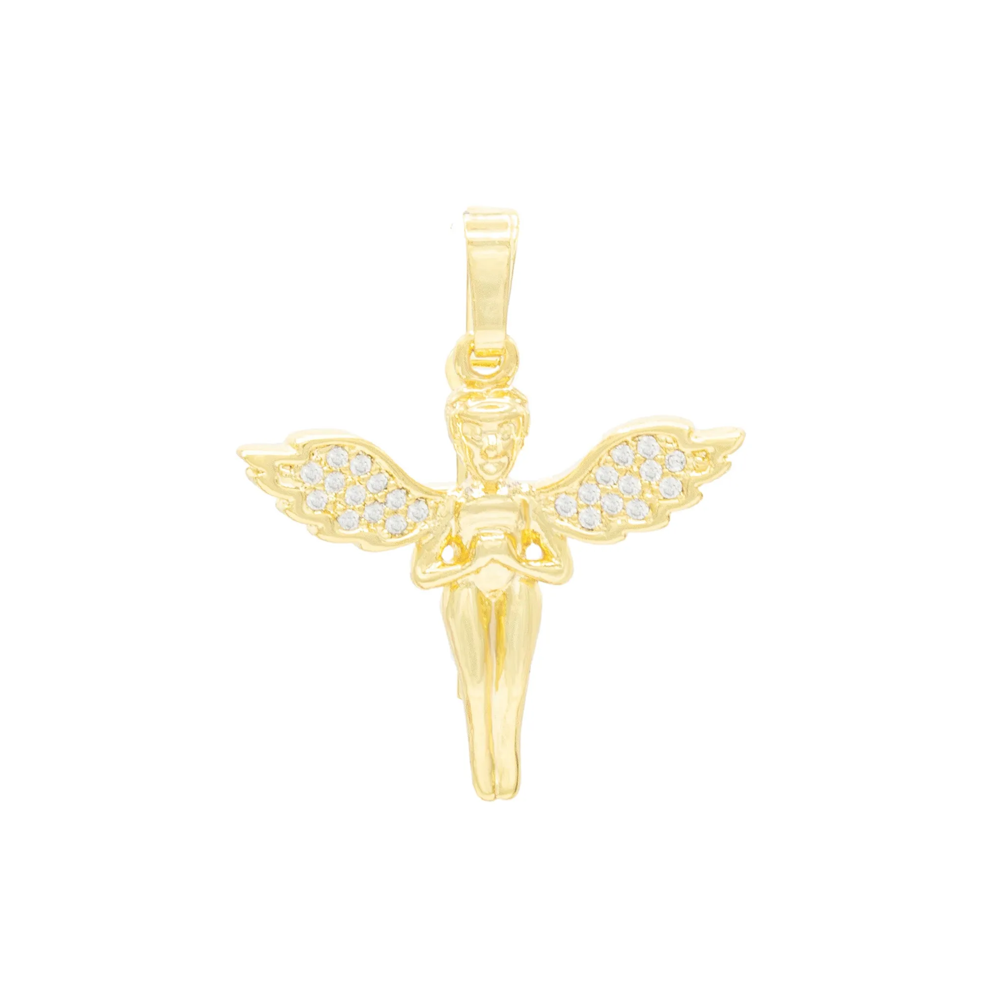 Angel CZ Pendant 14K Anklet Bracelet Gold Filled Cubic Zirconia Charm Rope Foot Set 10" WomenJewelry