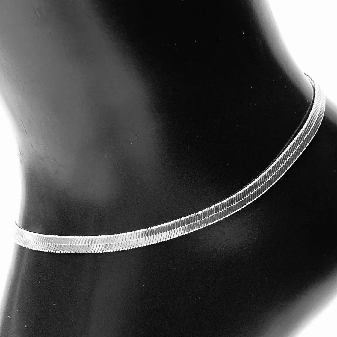 Anklet Metal Chain Metal Herringbone Thick Silver