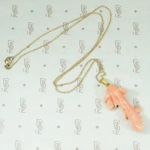 Antique Carved Coral Bamboo Pendant
