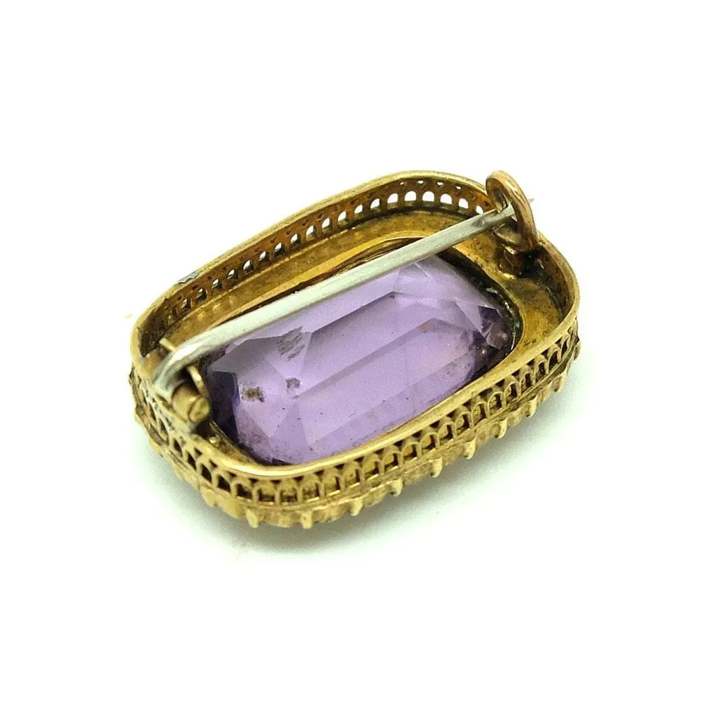 Antique Victorian Amethyst Glass Seed Pearl Brooch