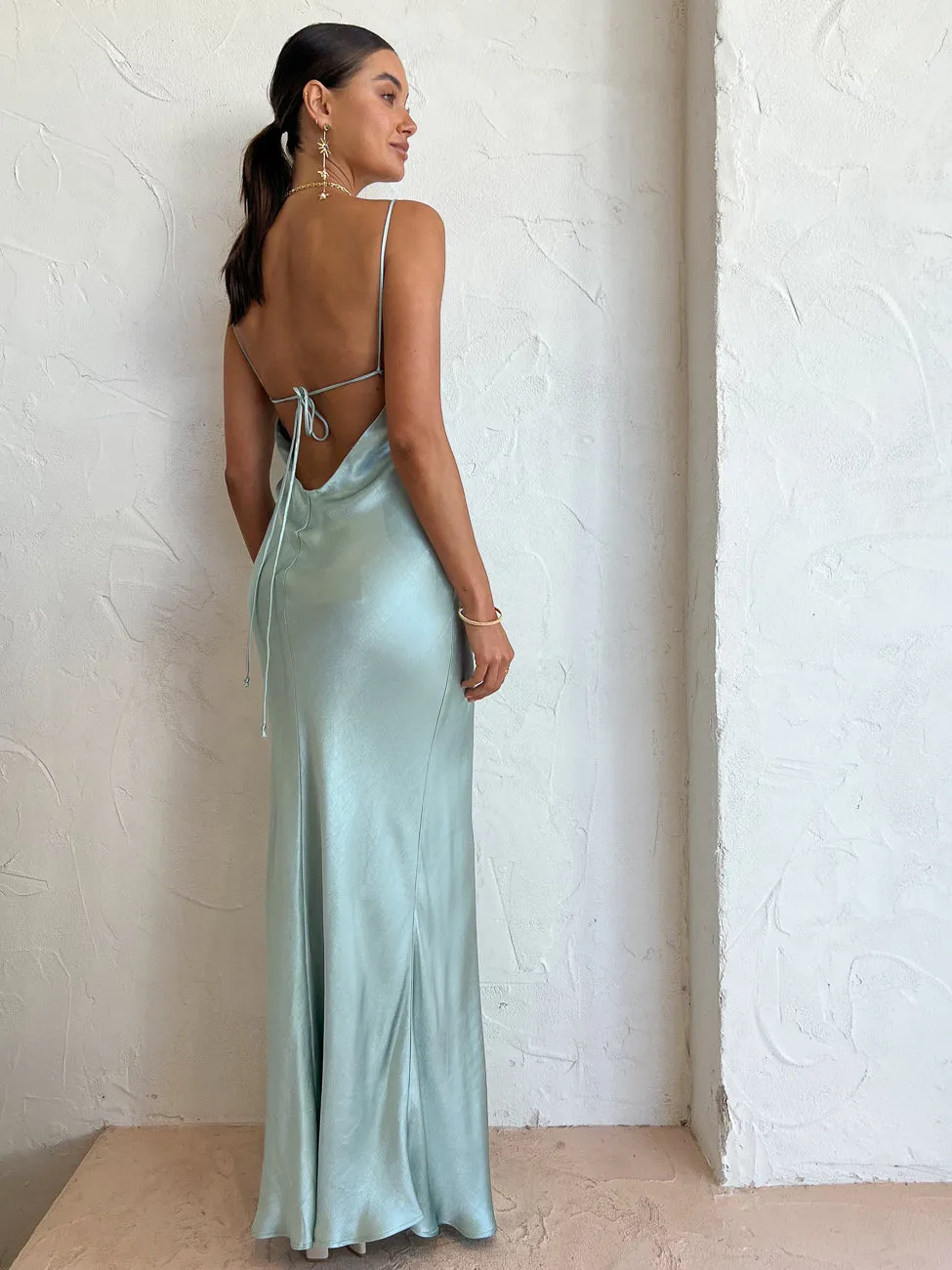 Bec and Bridge Ren Split Maxi Dress in Seafoam Green