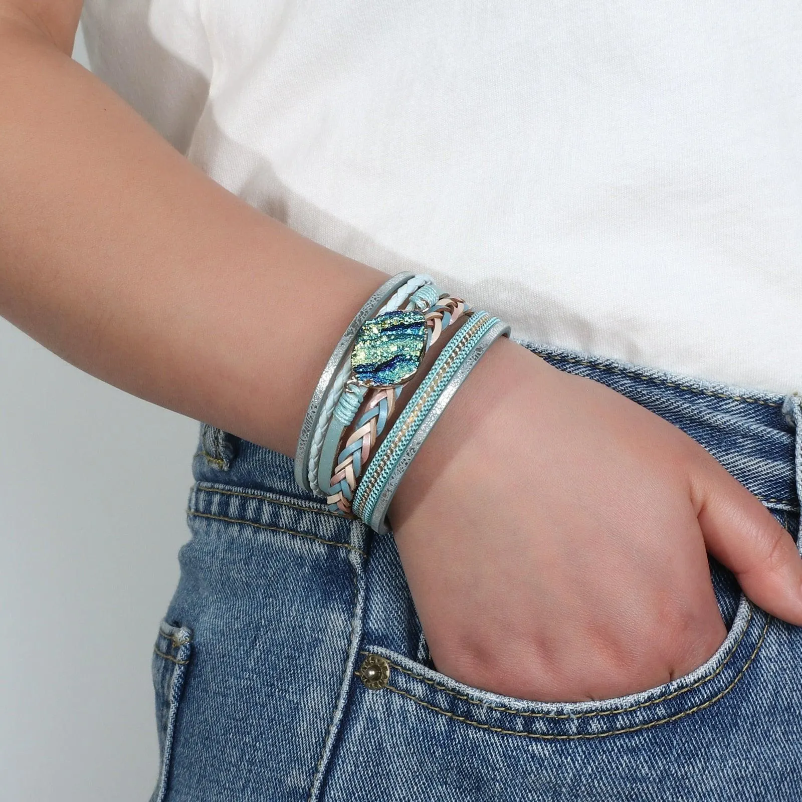 'Birralee' Charm Cuff Bracelet - blue