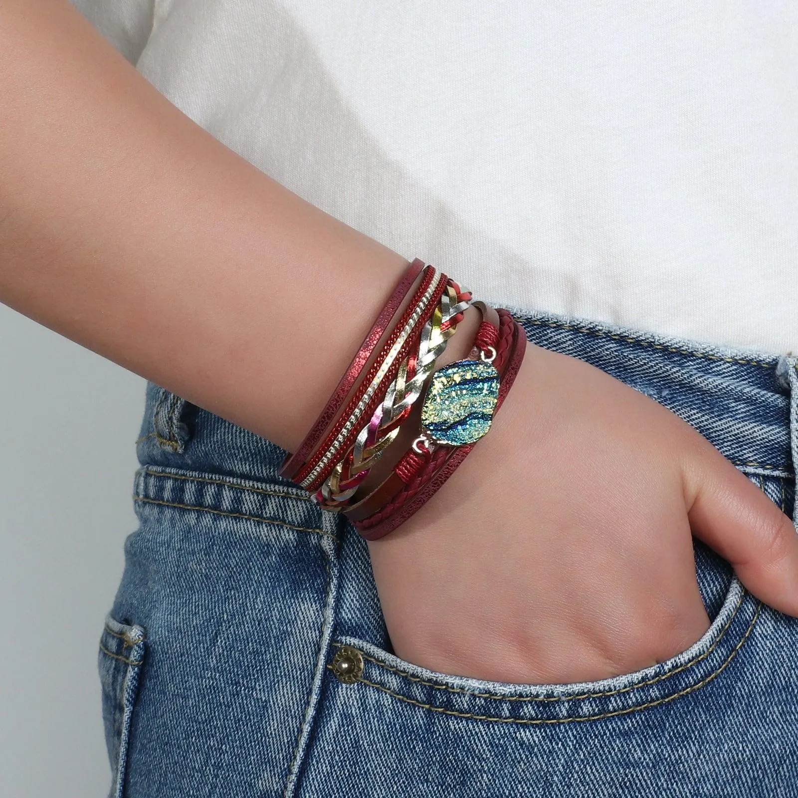 'Birralee' Charm Cuff Bracelet - red