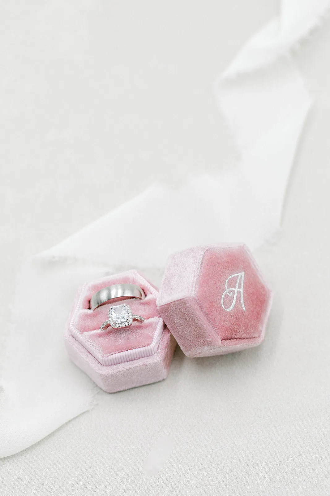 Blush Pink Hexagon Ring Box