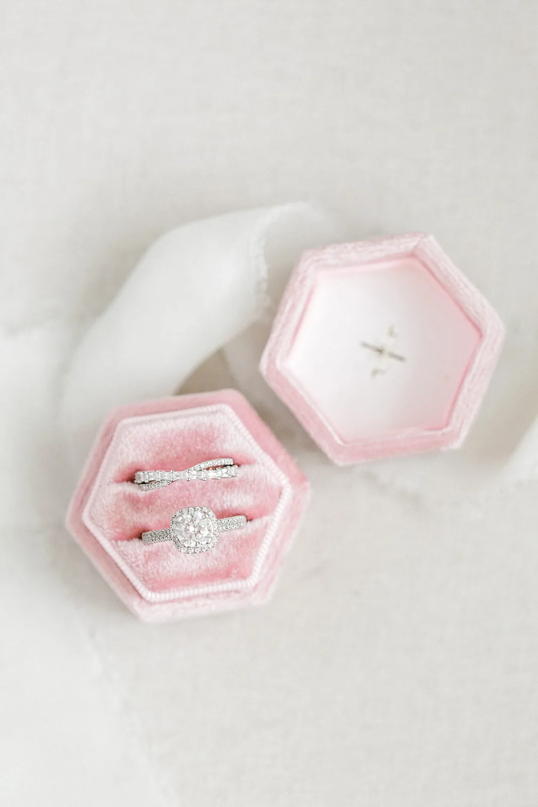 Blush Pink Hexagon Ring Box