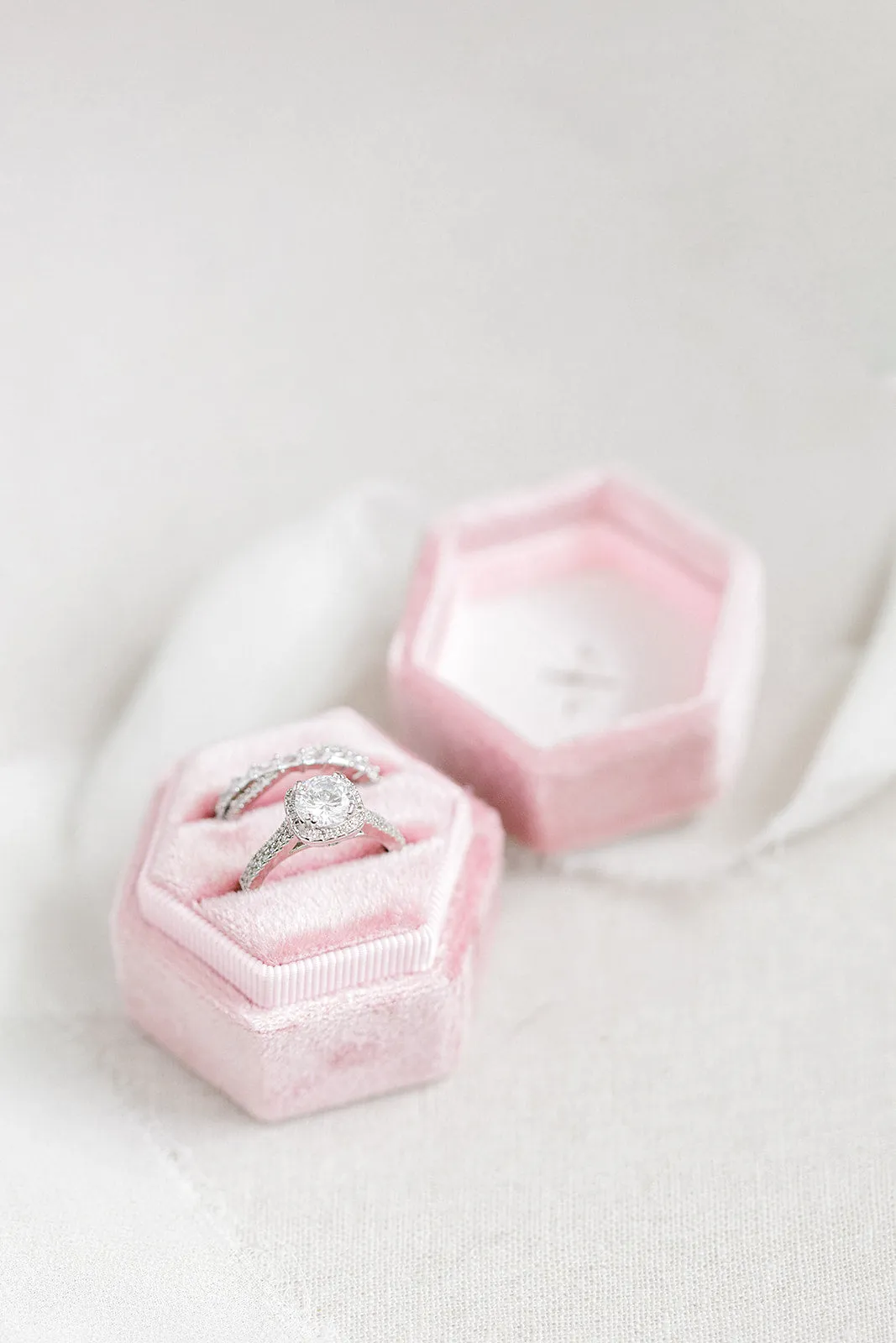 Blush Pink Hexagon Ring Box