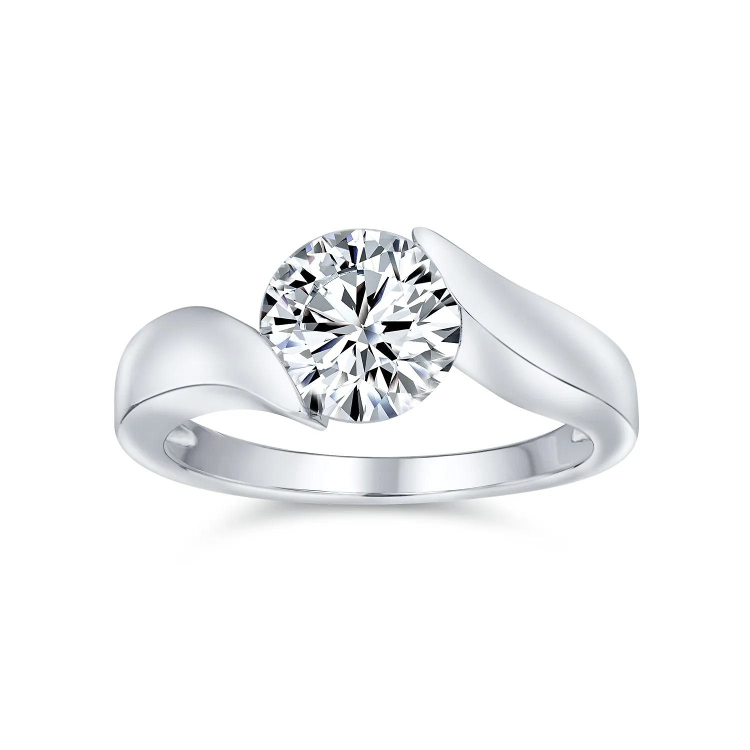Bridal AAA CZ Solitaire Modern Promise Engagement Ring .925 Silver