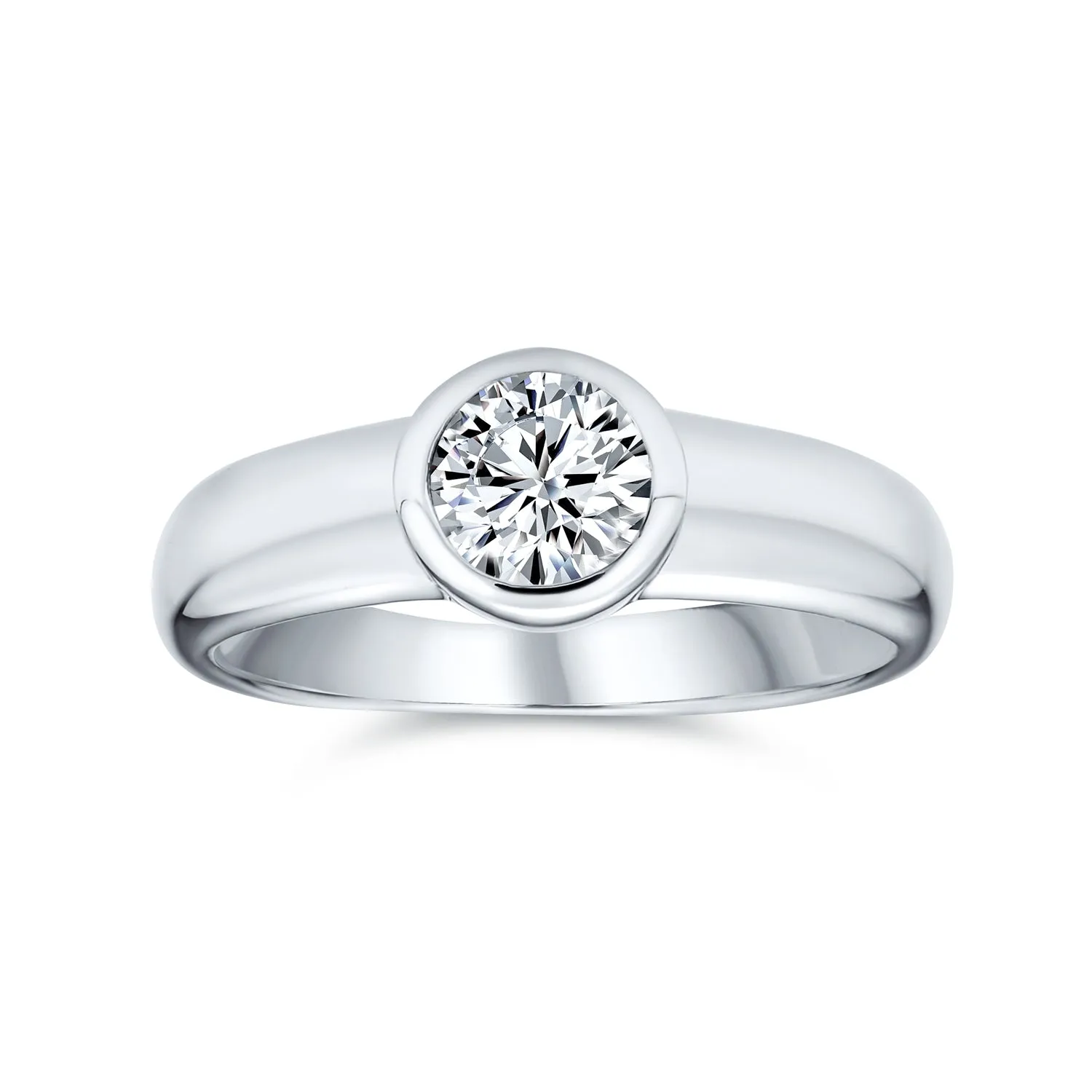Bridal AAA CZ Solitaire Modern Promise Engagement Ring .925 Silver