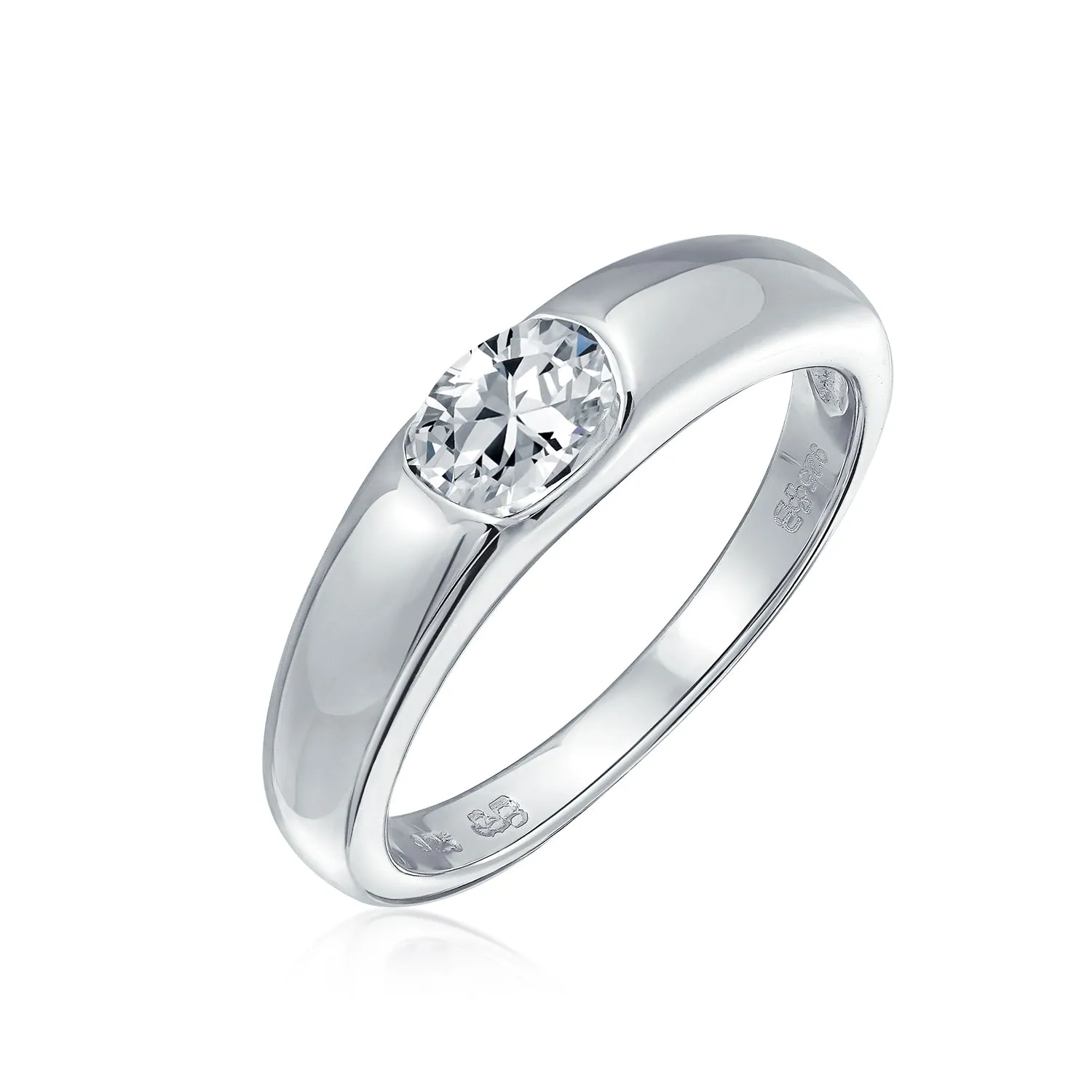 Bridal AAA CZ Solitaire Modern Promise Engagement Ring .925 Silver