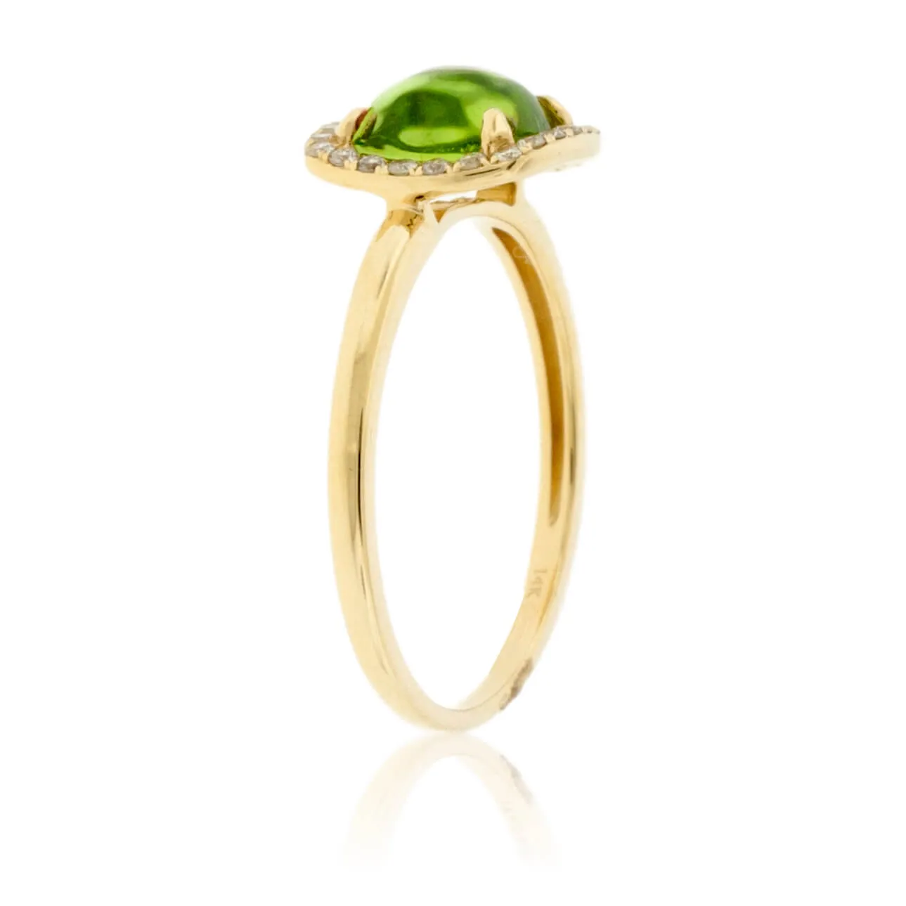 Cabochon Peridot & Diamond Halo Ring