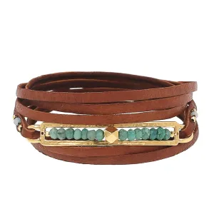 Chan Luu Green Opal Flat Leather Bracelet