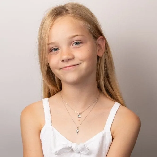 Children's Mother of Pearl Diamond Padlock Heart Necklace N4581W