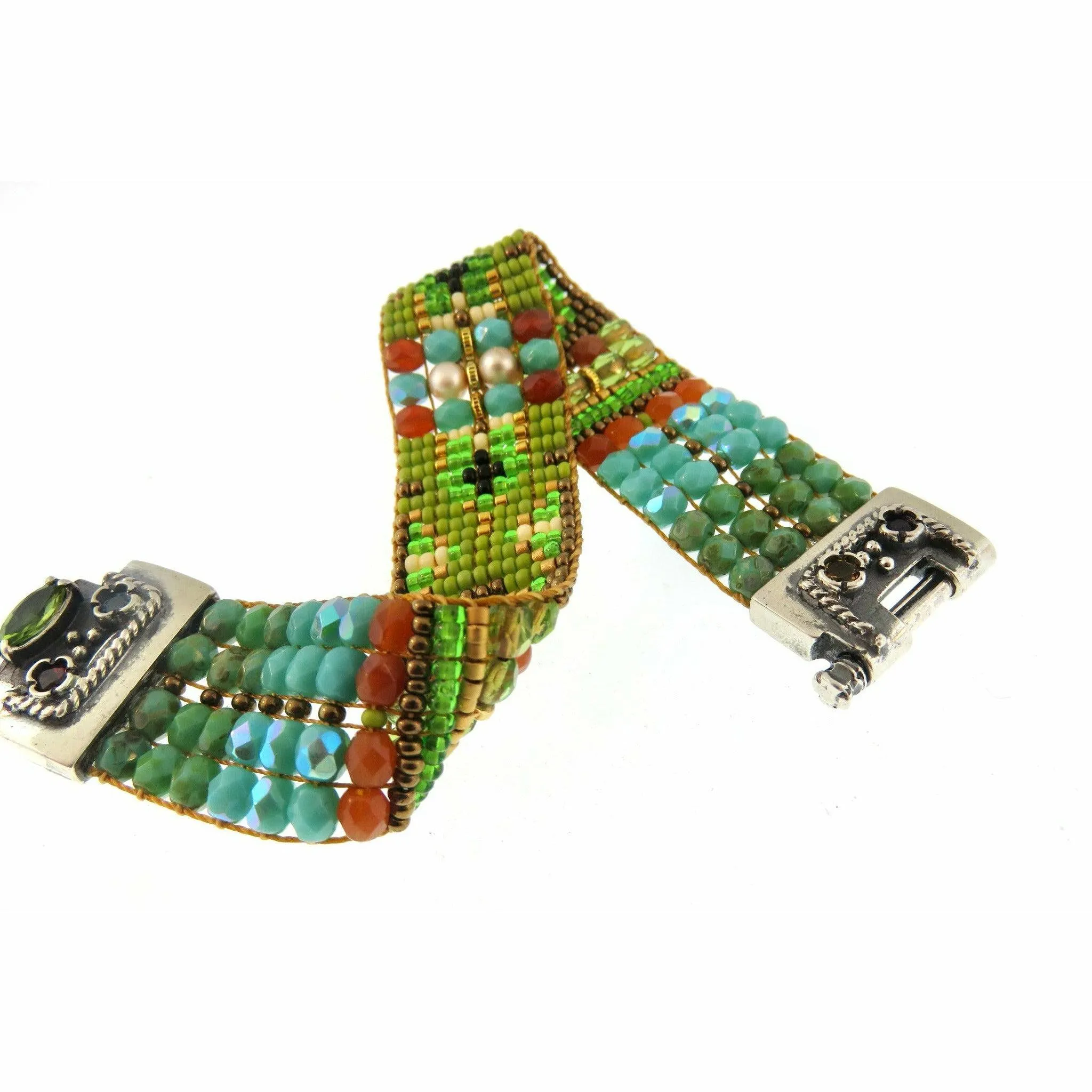 Chili Rose Spring Green Lace Cowboy Bracelet - Handmade Fashion Accessory