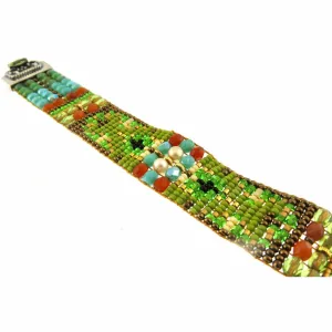 Chili Rose Spring Green Lace Cowboy Bracelet - Handmade Fashion Accessory