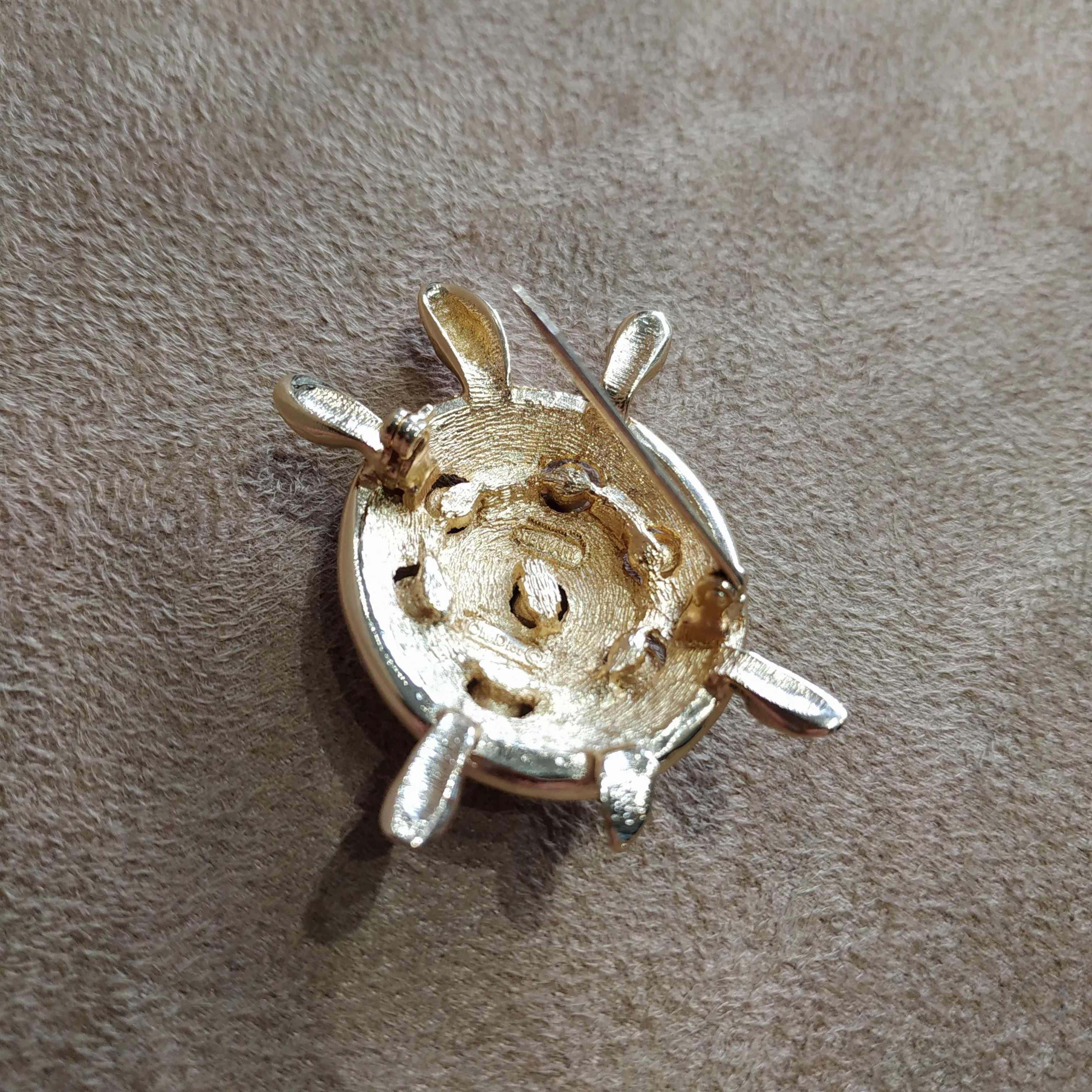 Christian Dior Gold Turtle Brooch Vintage Large Statement