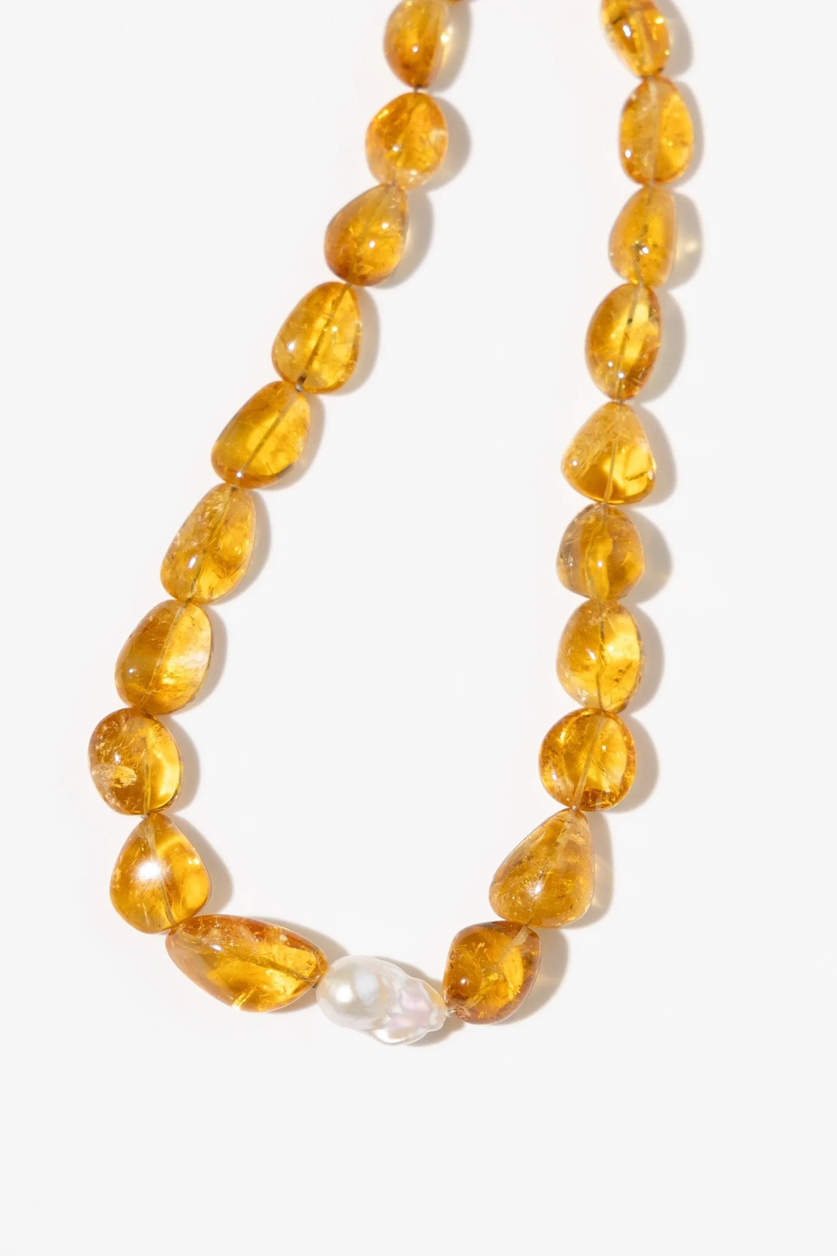 Citrine   Baroque Pearl Necklace