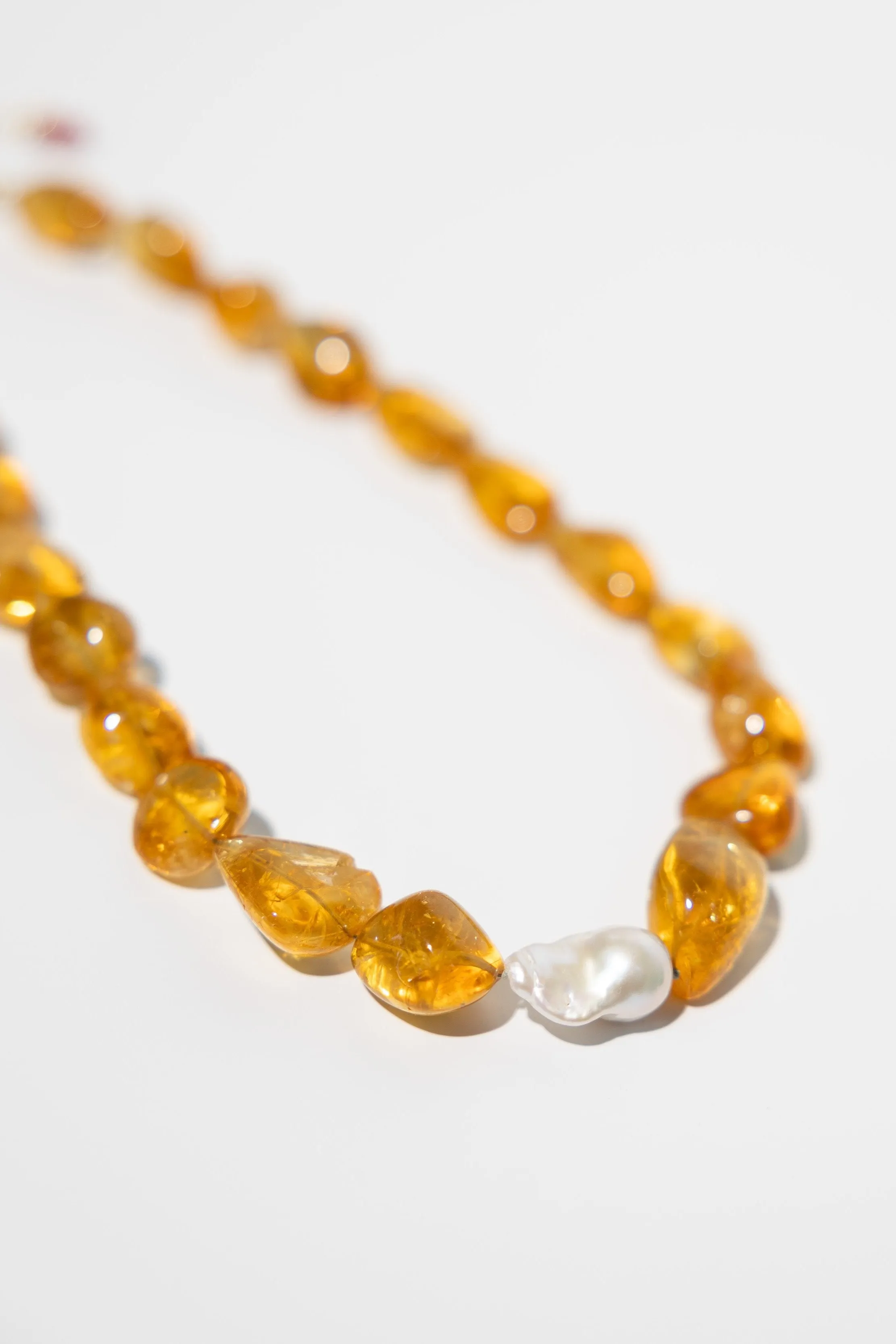 Citrine   Baroque Pearl Necklace