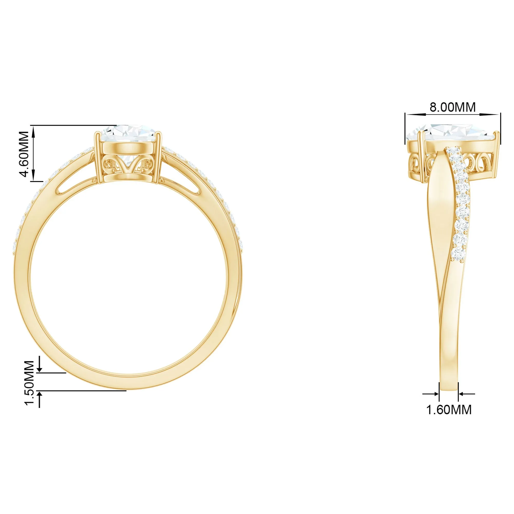 Classic Pear Cut Moissanite Solitaire Engagement Ring in Gold
