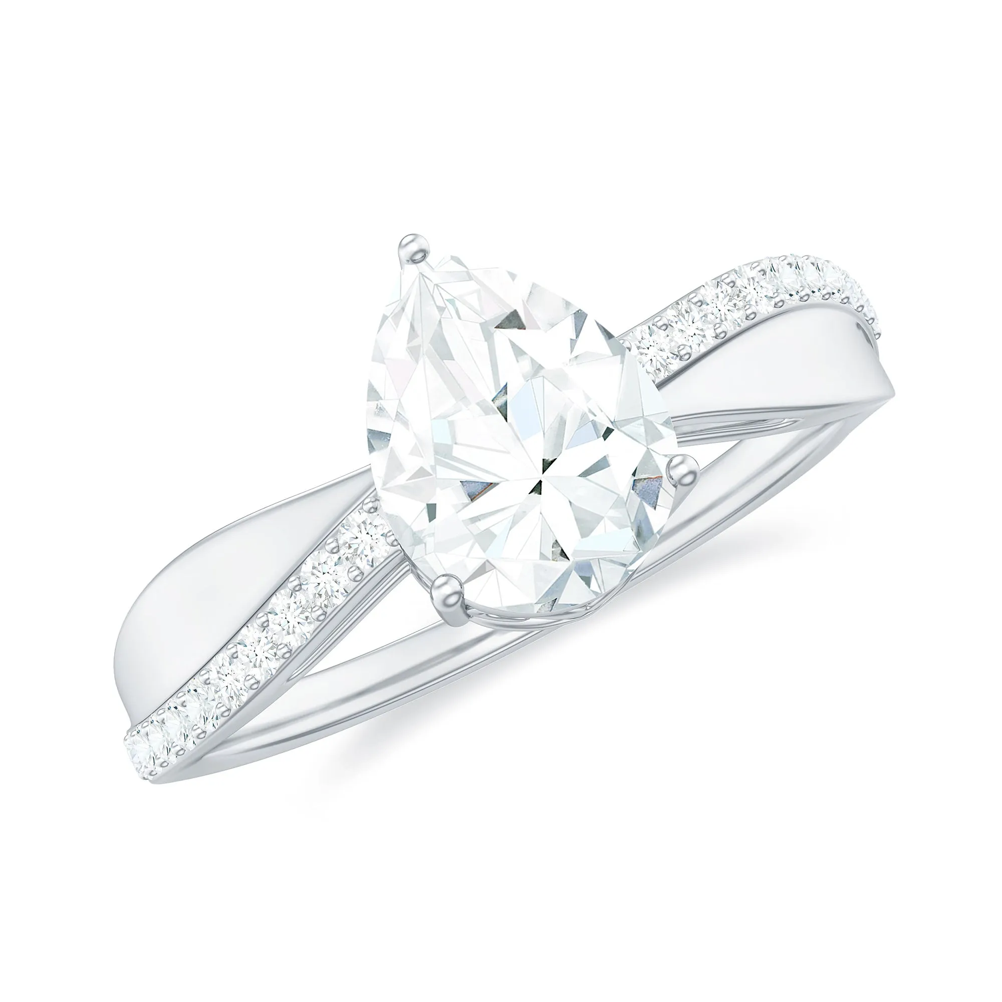 Classic Pear Cut Moissanite Solitaire Engagement Ring in Gold