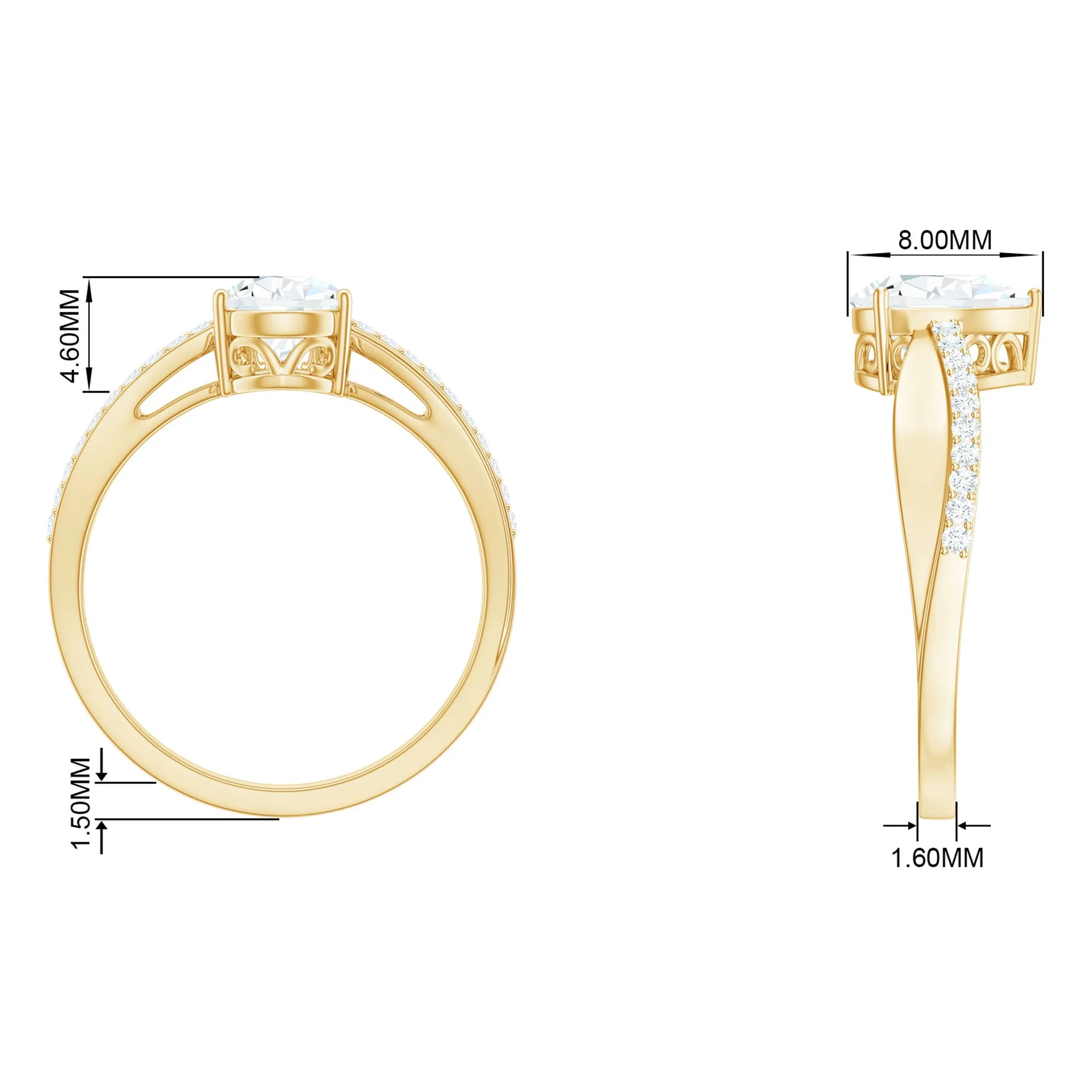 Classic Pear Cut Moissanite Solitaire Engagement Ring in Gold