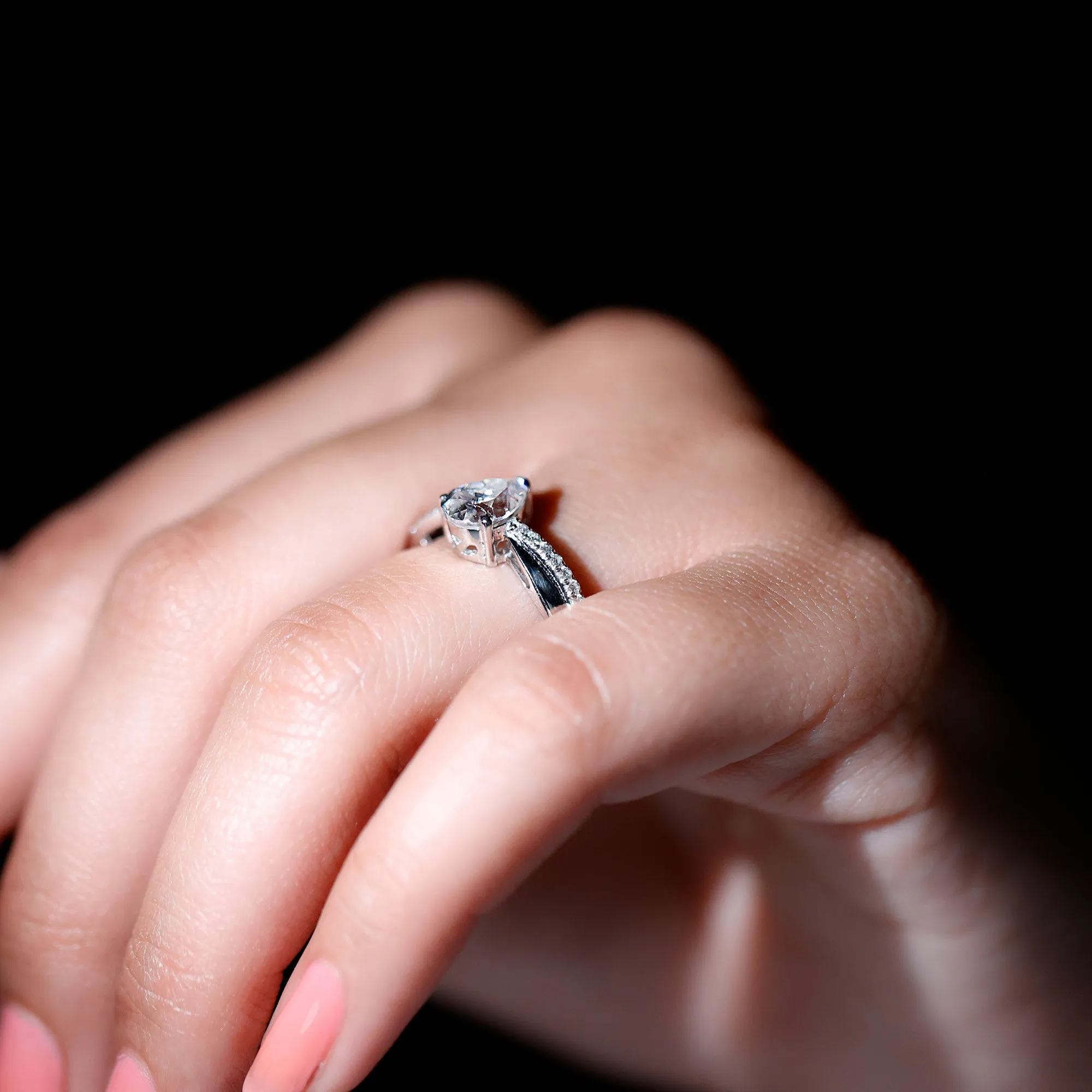 Classic Pear Cut Moissanite Solitaire Engagement Ring in Gold