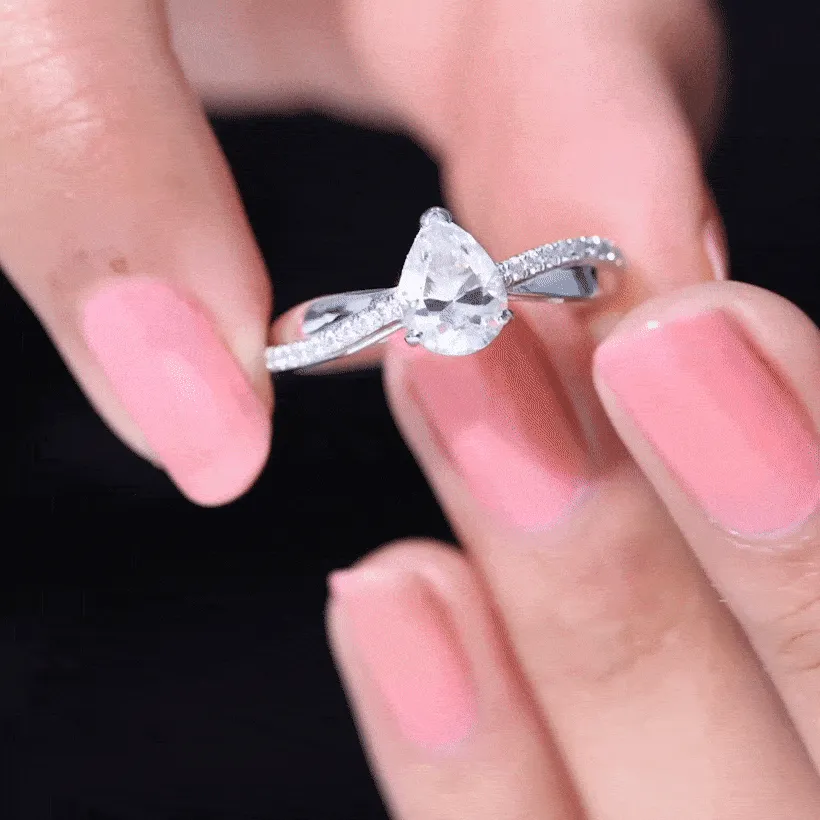 Classic Pear Cut Moissanite Solitaire Engagement Ring in Gold