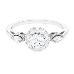 Classic Round Zircon Engagement Ring in Gold