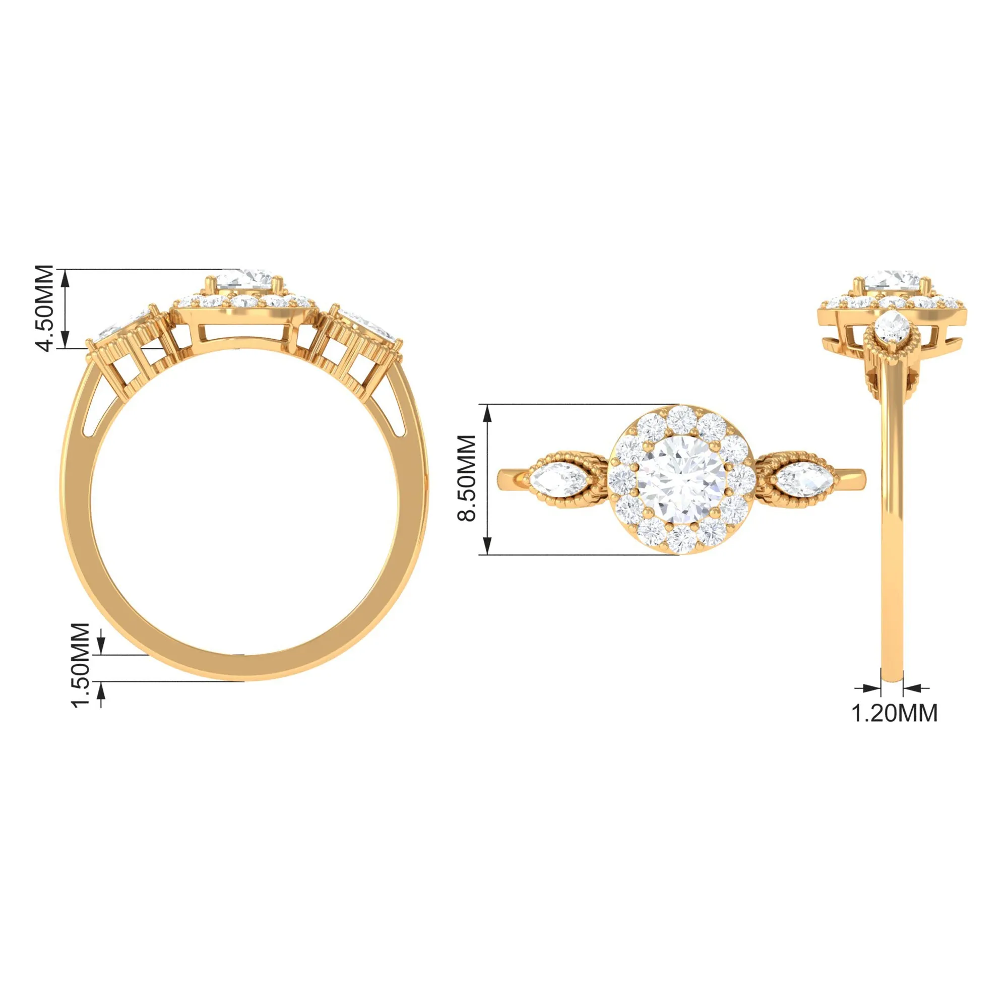 Classic Round Zircon Engagement Ring in Gold