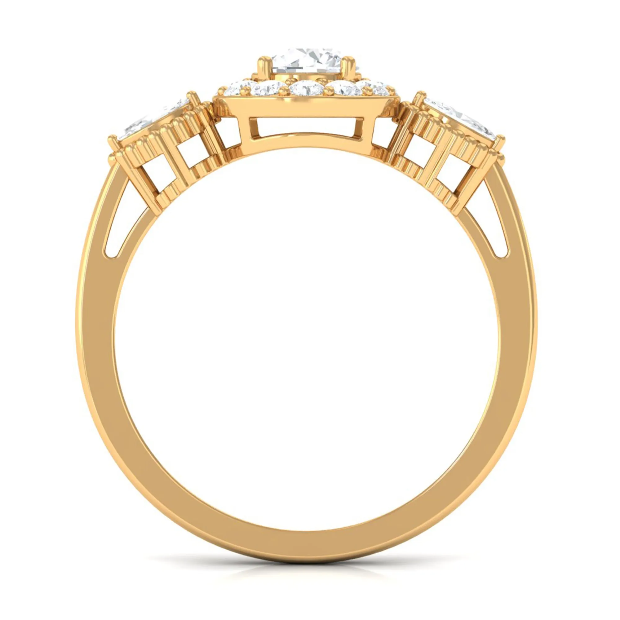 Classic Round Zircon Engagement Ring in Gold