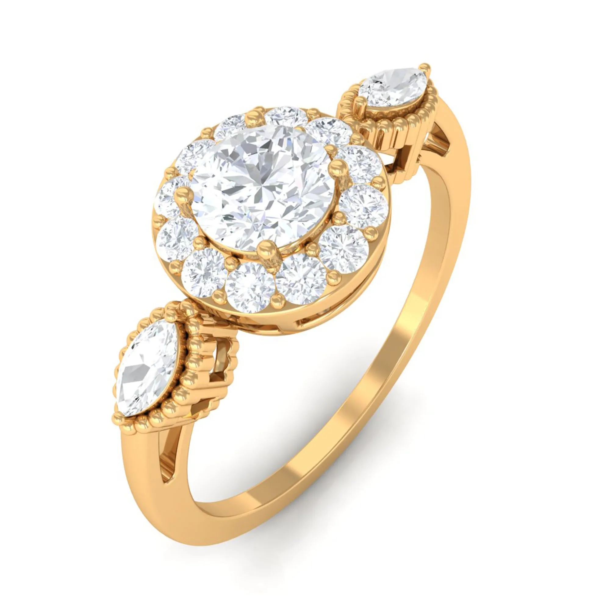 Classic Round Zircon Engagement Ring in Gold