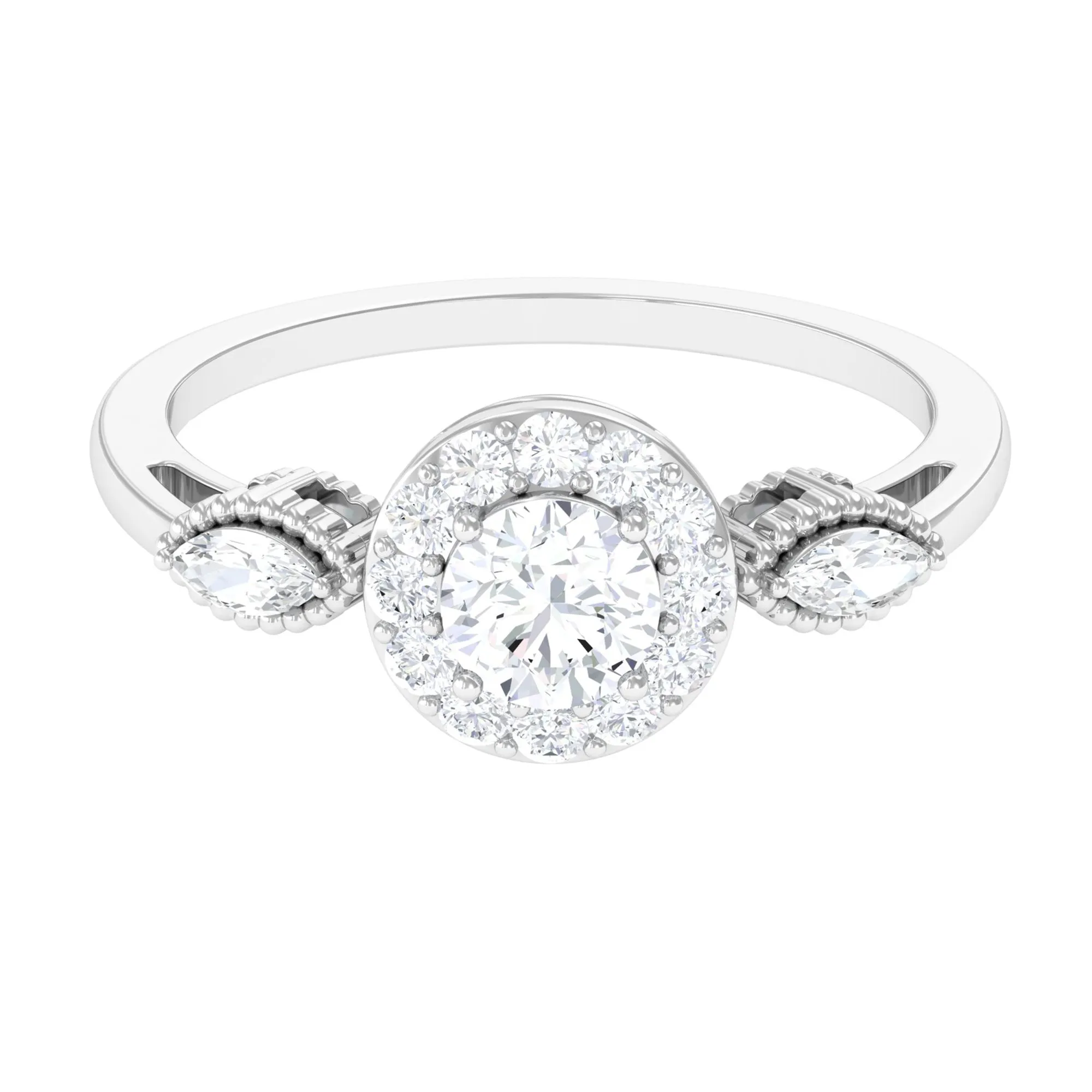 Classic Round Zircon Engagement Ring in Gold