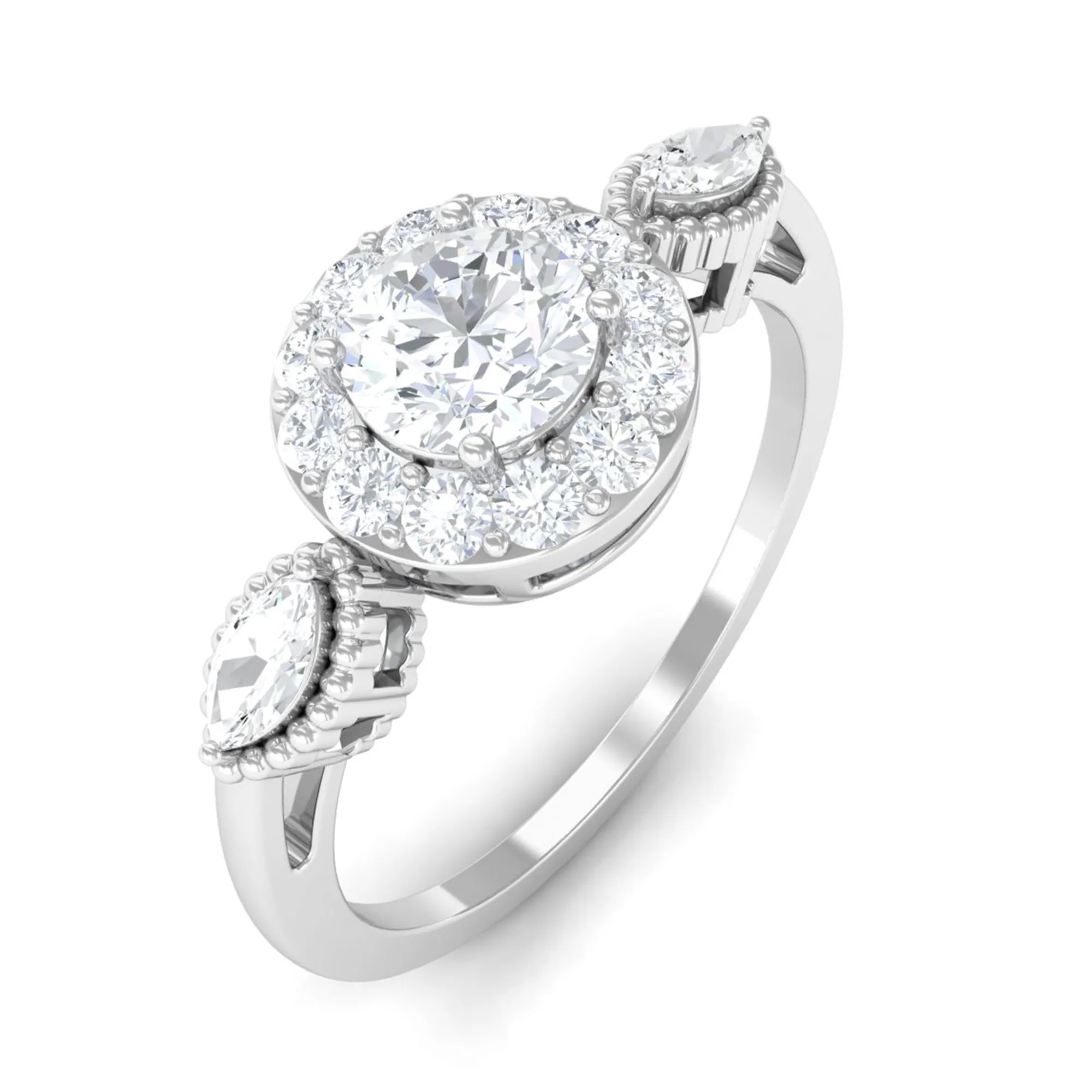 Classic Round Zircon Engagement Ring in Gold