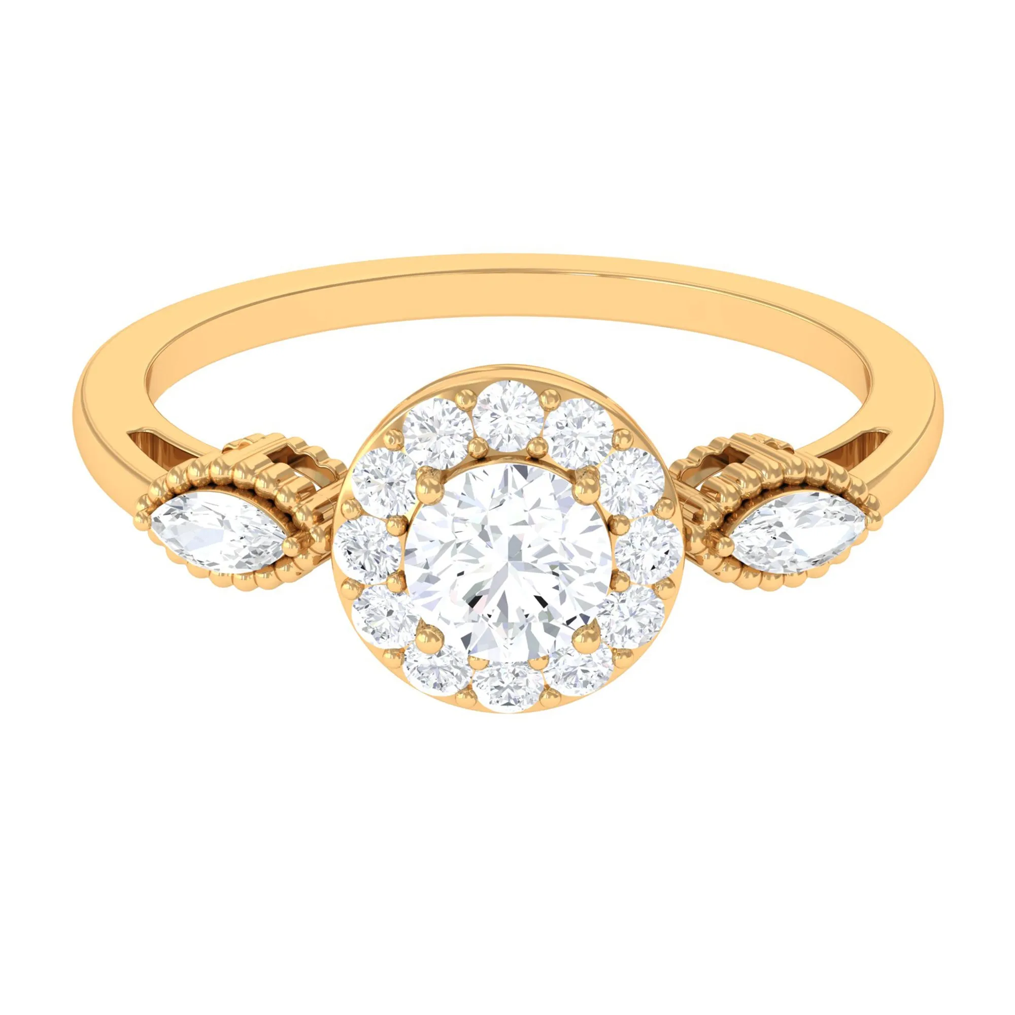 Classic Round Zircon Engagement Ring in Gold
