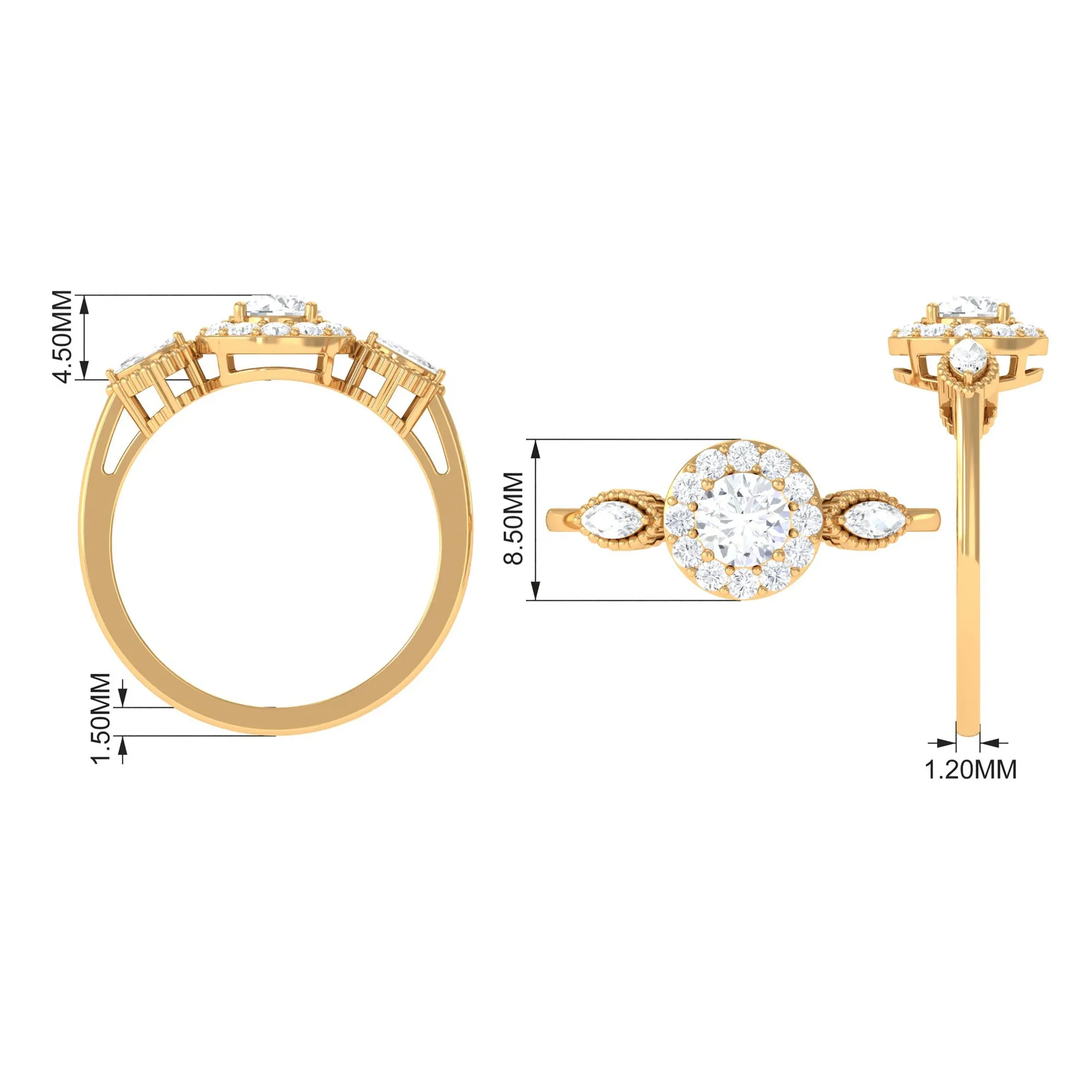Classic Round Zircon Engagement Ring in Gold