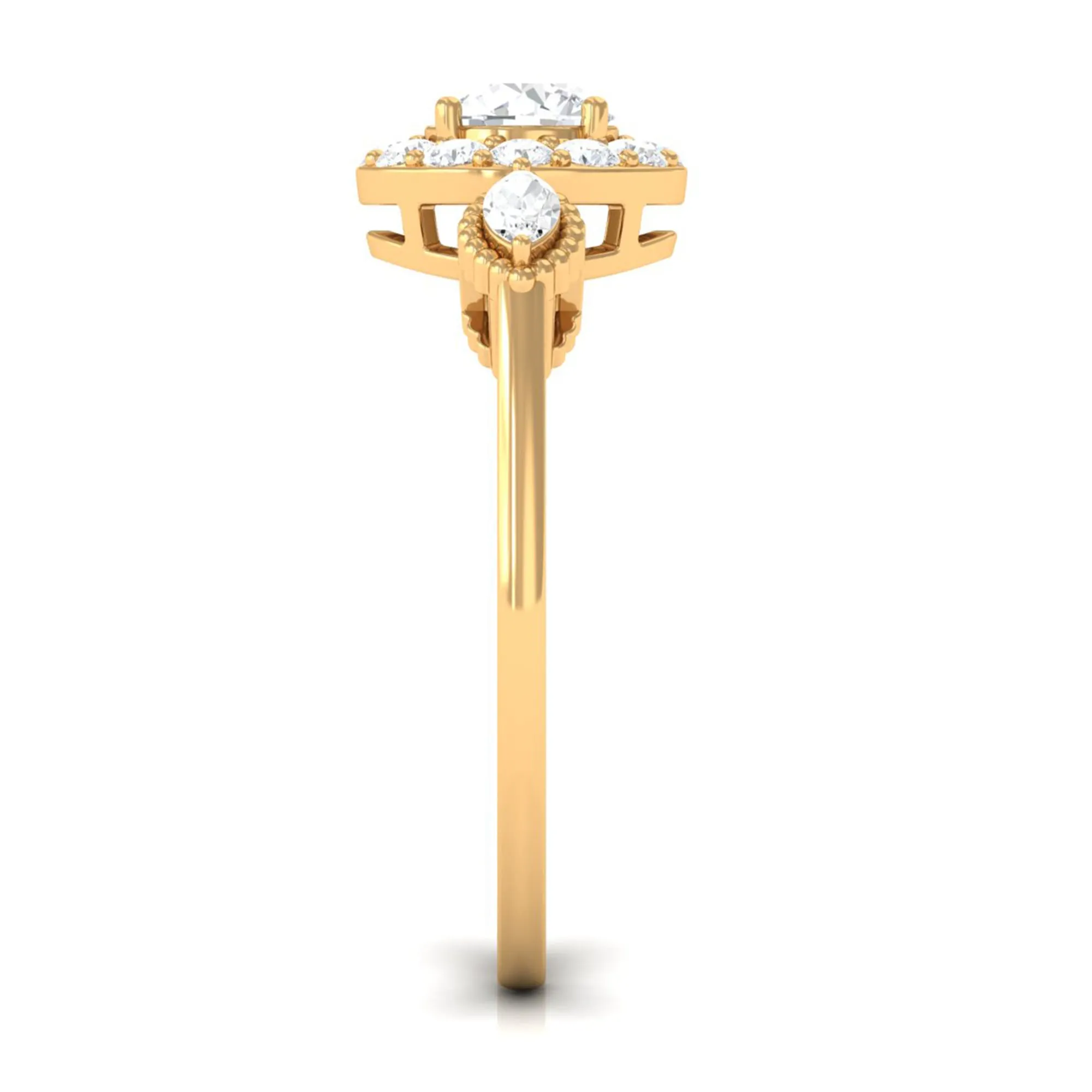 Classic Round Zircon Engagement Ring in Gold