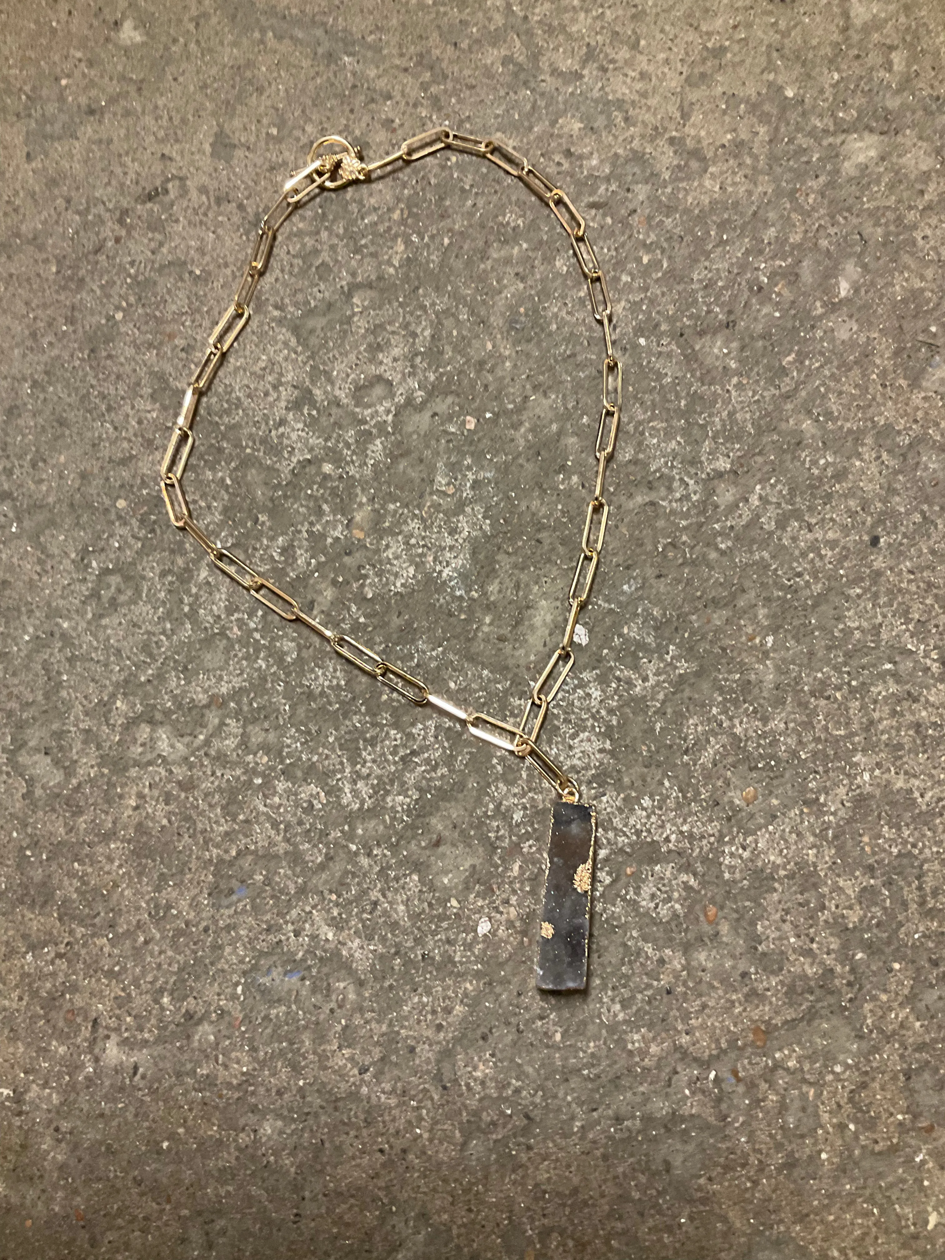 Colorful Geode Crystal Necklaces With Gold Bar & Toggle Chain