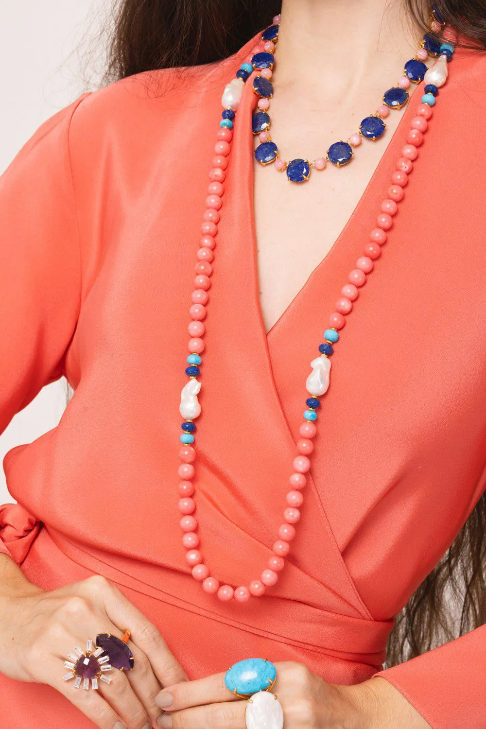 Coral Pearl Cindy Necklace