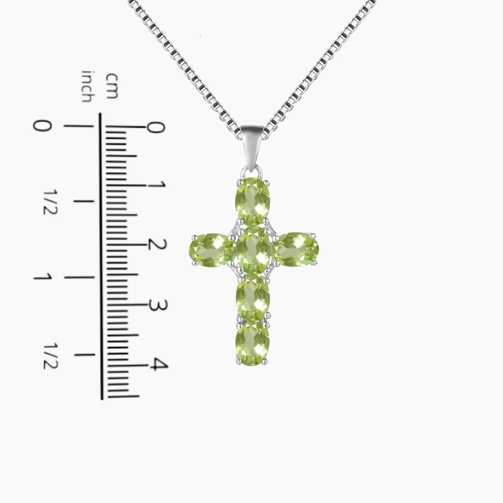 Cross Pendant with Natural Peridot | Silver Cross Necklace | Irosk  ®