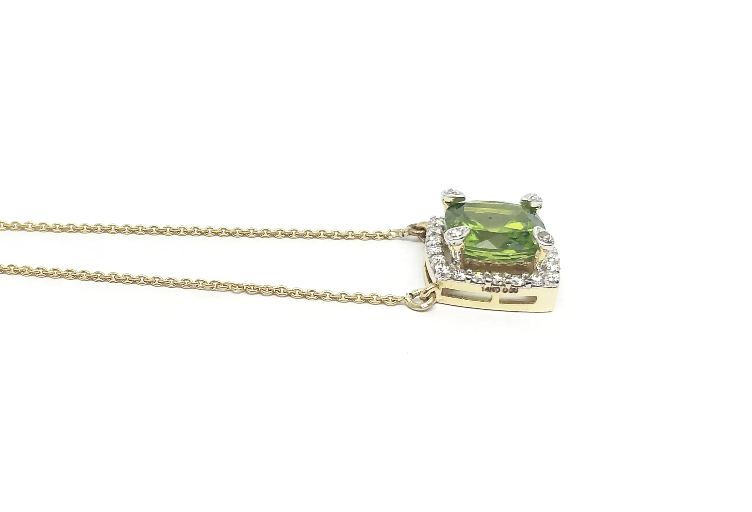 Cushion Cut Peridot and Diamond Pendant AD No: 2088