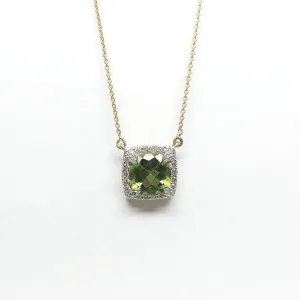 Cushion Cut Peridot and Diamond Pendant AD No: 2088