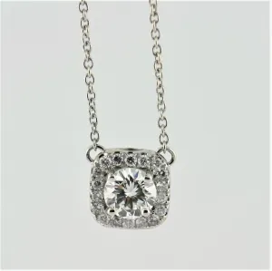 CUSHION HALO DIAMONDS BY THE YARD NECKLACE 14K WHITE GOLD