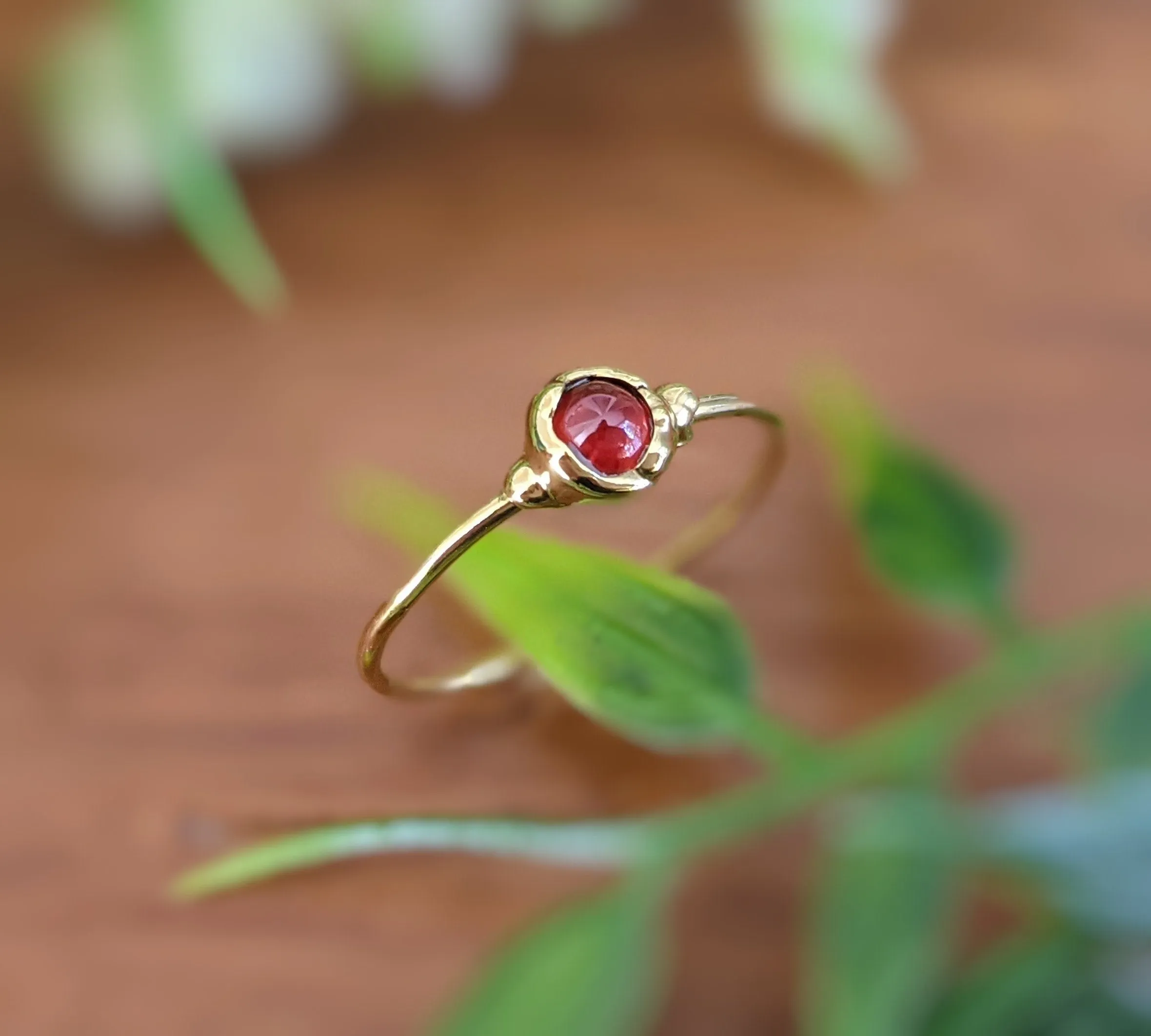 Dainty Garnet stacking ring