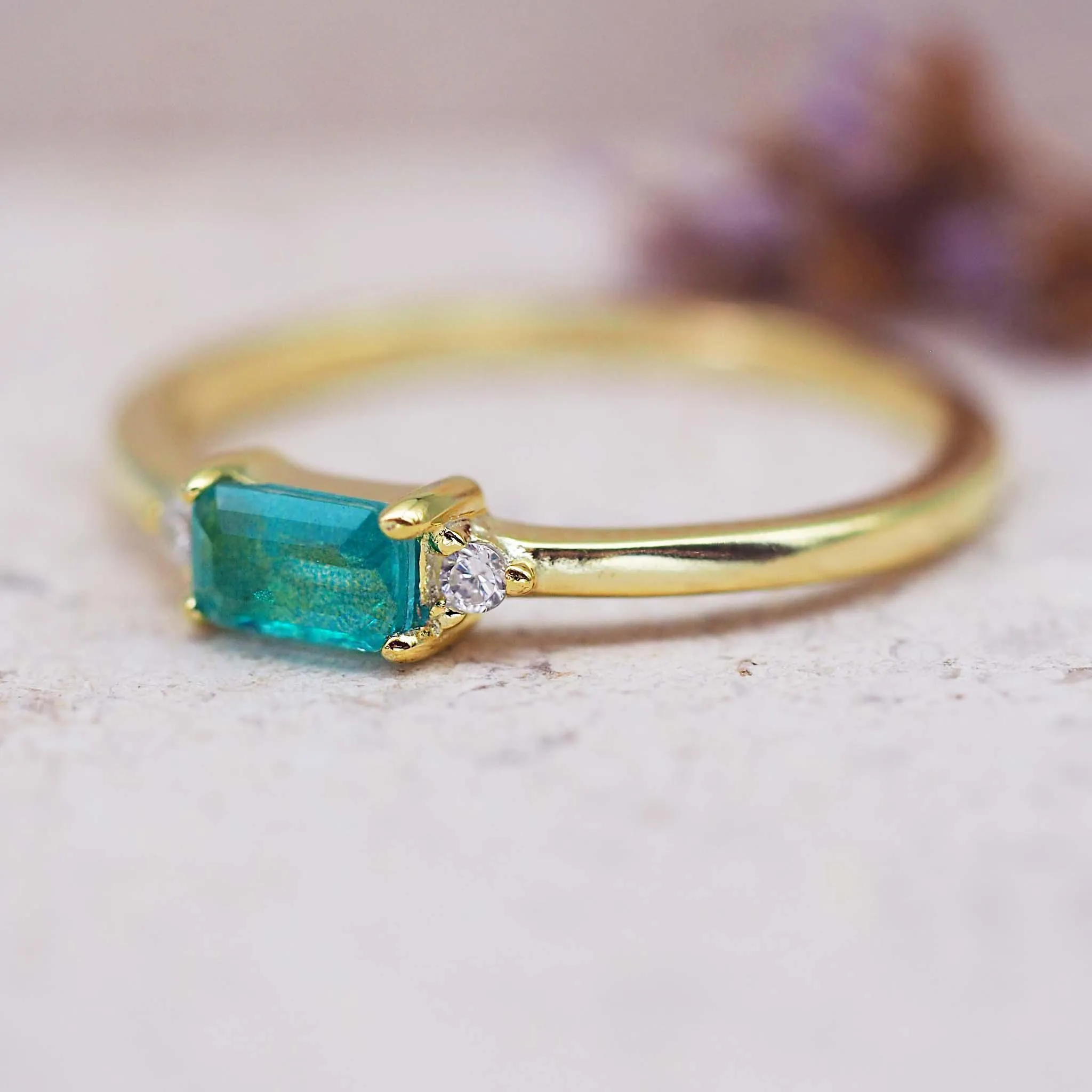 Dainty Green Opal Ring