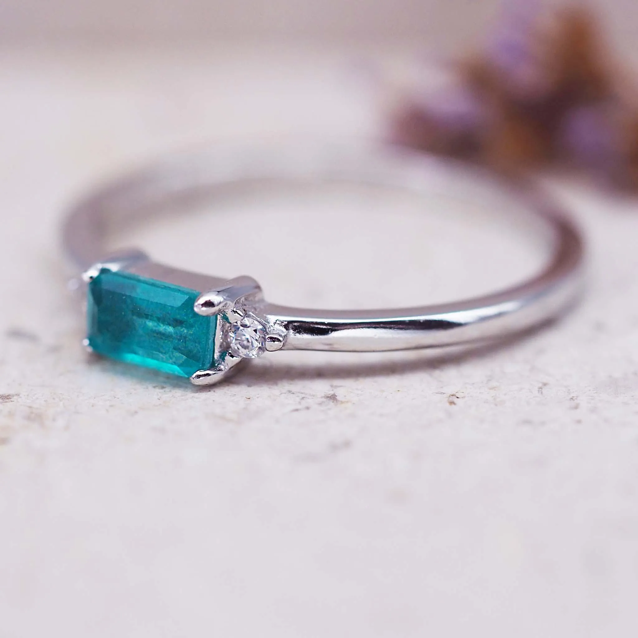 Dainty Green Opal Ring