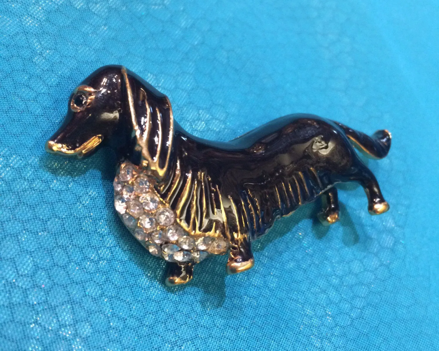Daschund Black Enamel Dog Brooch