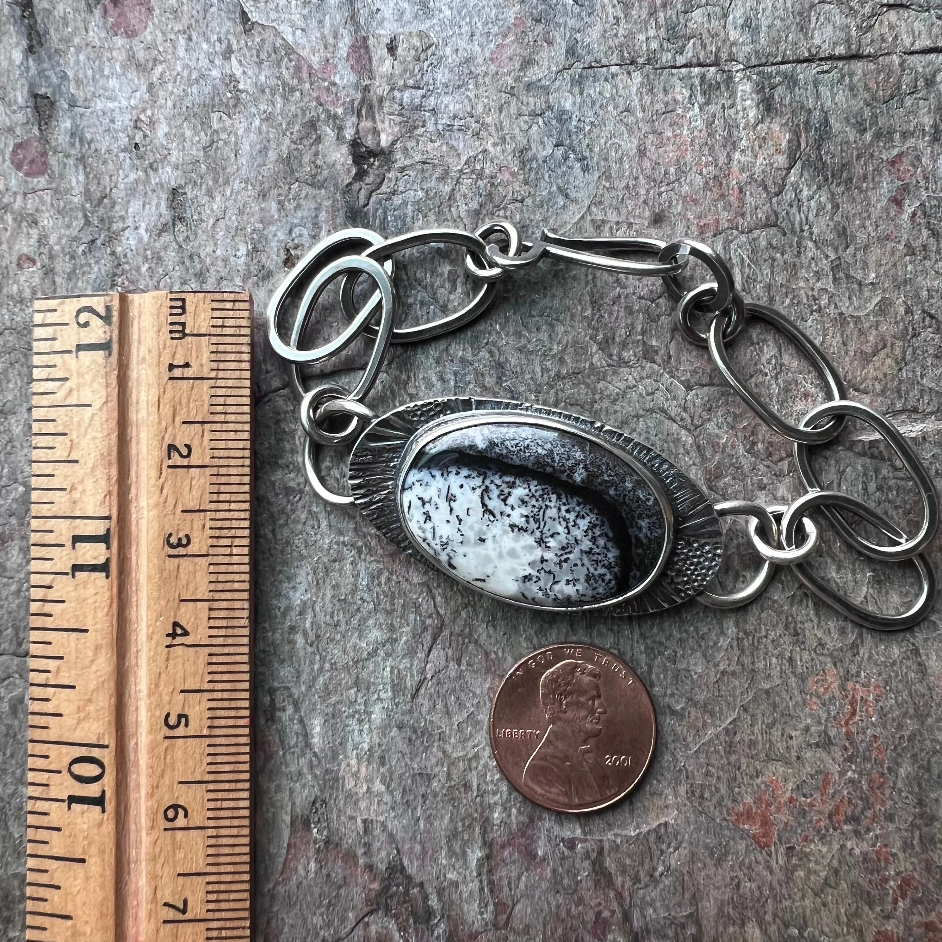 Dendritic Opal Sterling Silver Bracelet - Handmade One-of-a-kind Bracelet